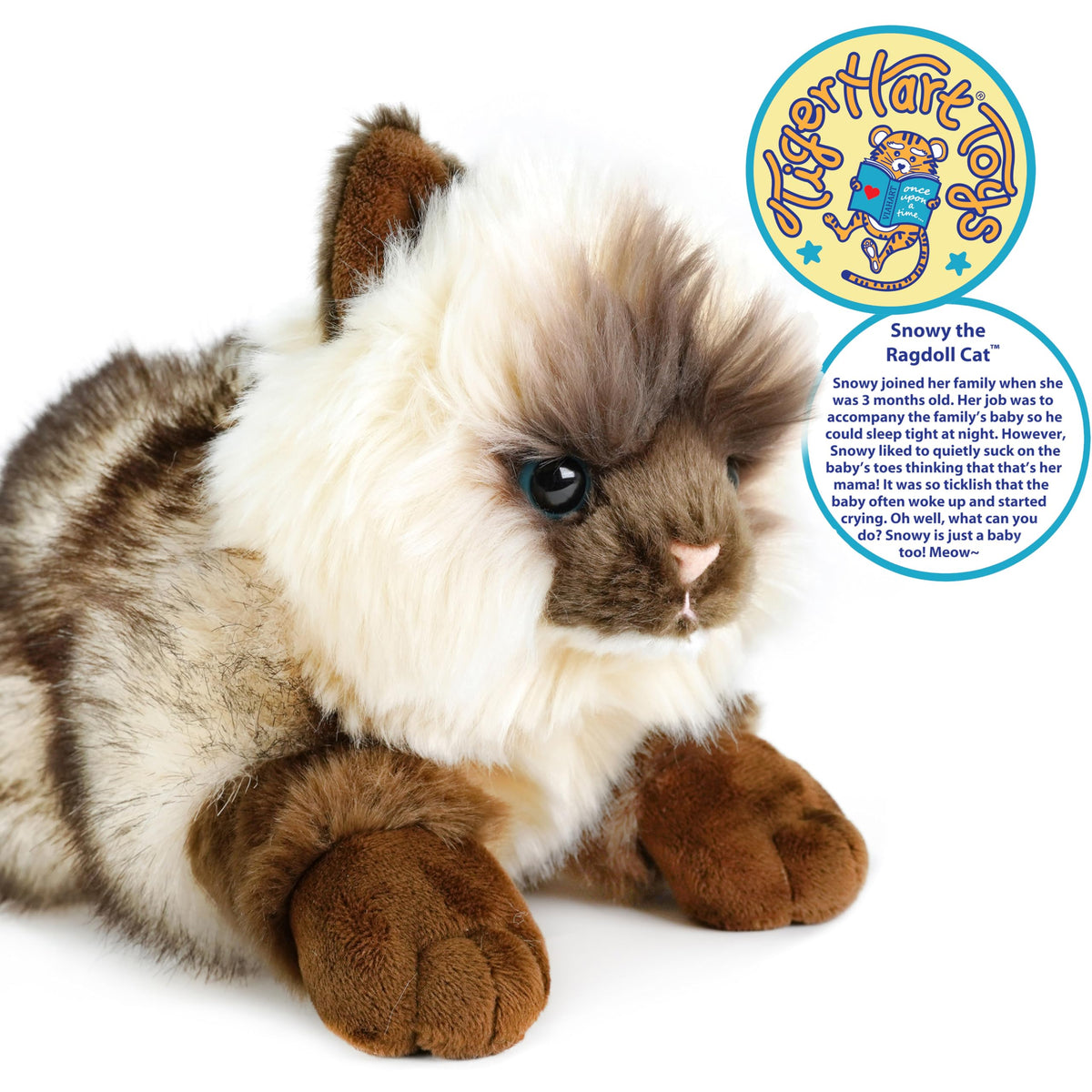 TigerHart Snowy 12-Inch Rag Doll Cat Plush Toy | Soft, Cuddly Stuffed Animal