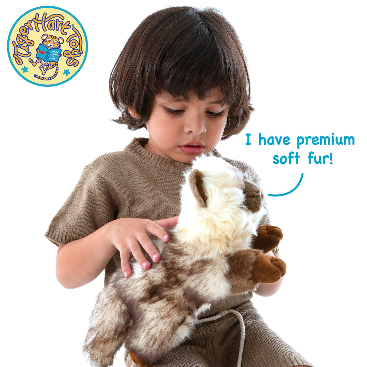 TigerHart Snowy 12-Inch Rag Doll Cat Plush Toy | Soft, Cuddly Stuffed Animal
