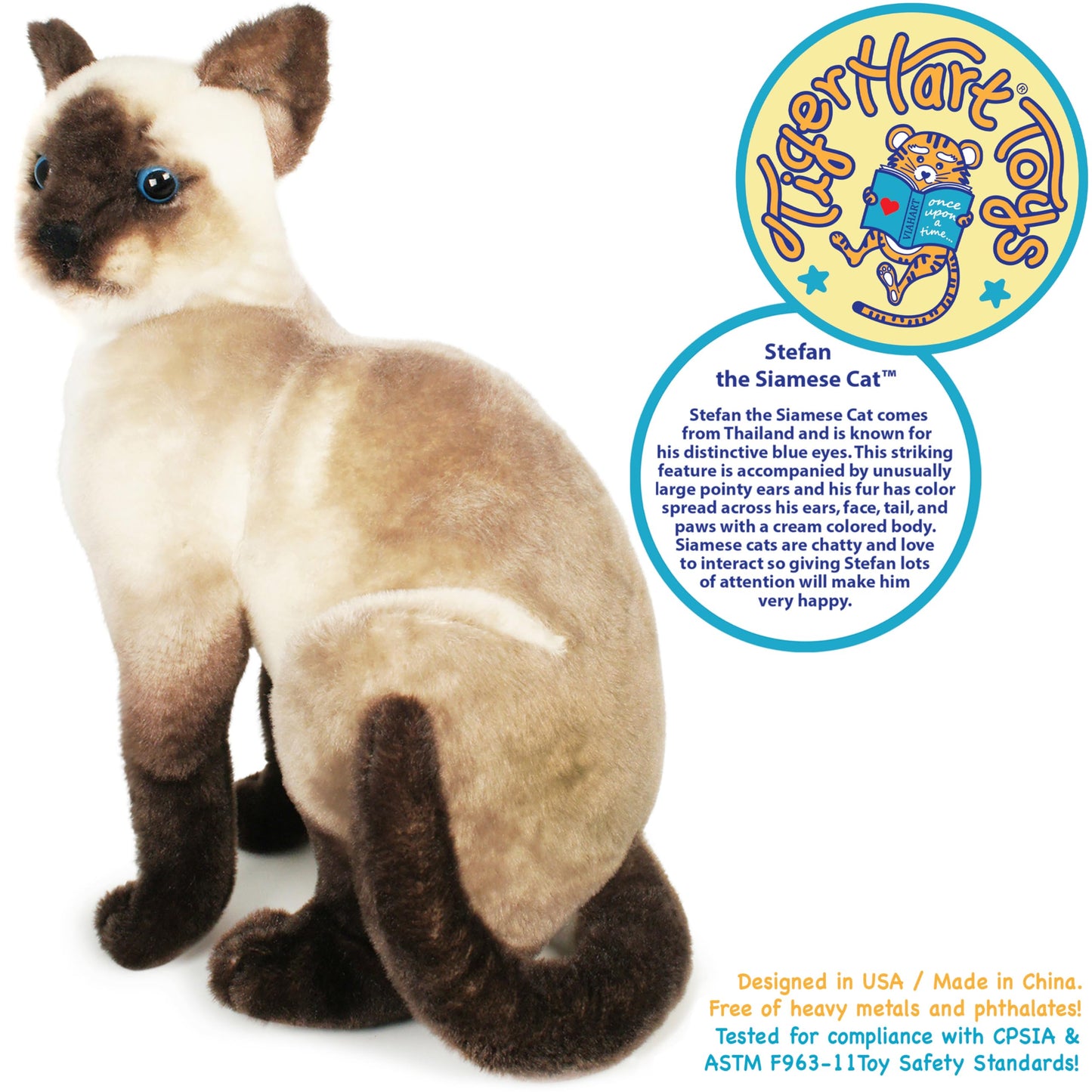 TigerHart Stefan The Siamese Cat – 14 Inch Plush Stuffed Animal