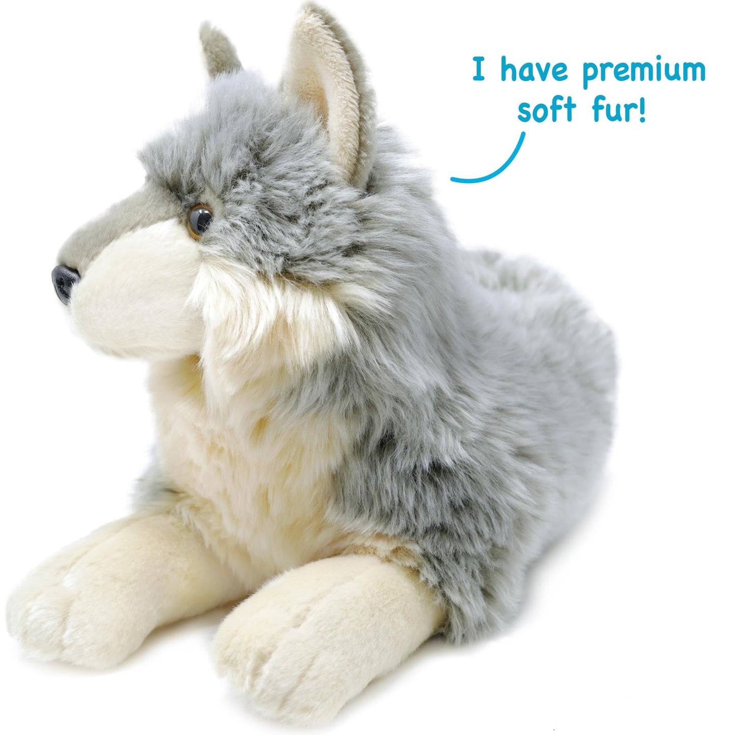 TigerHart Whitaker the Wolf - 14-Inch Plush Toy for Kids | Soft & Safe