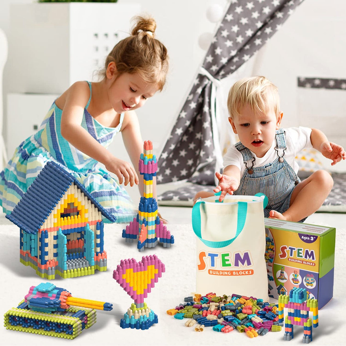 Tigerhu Kids 1120pcs Building Blocks Set – Educational STEM Toy for Ages 3+