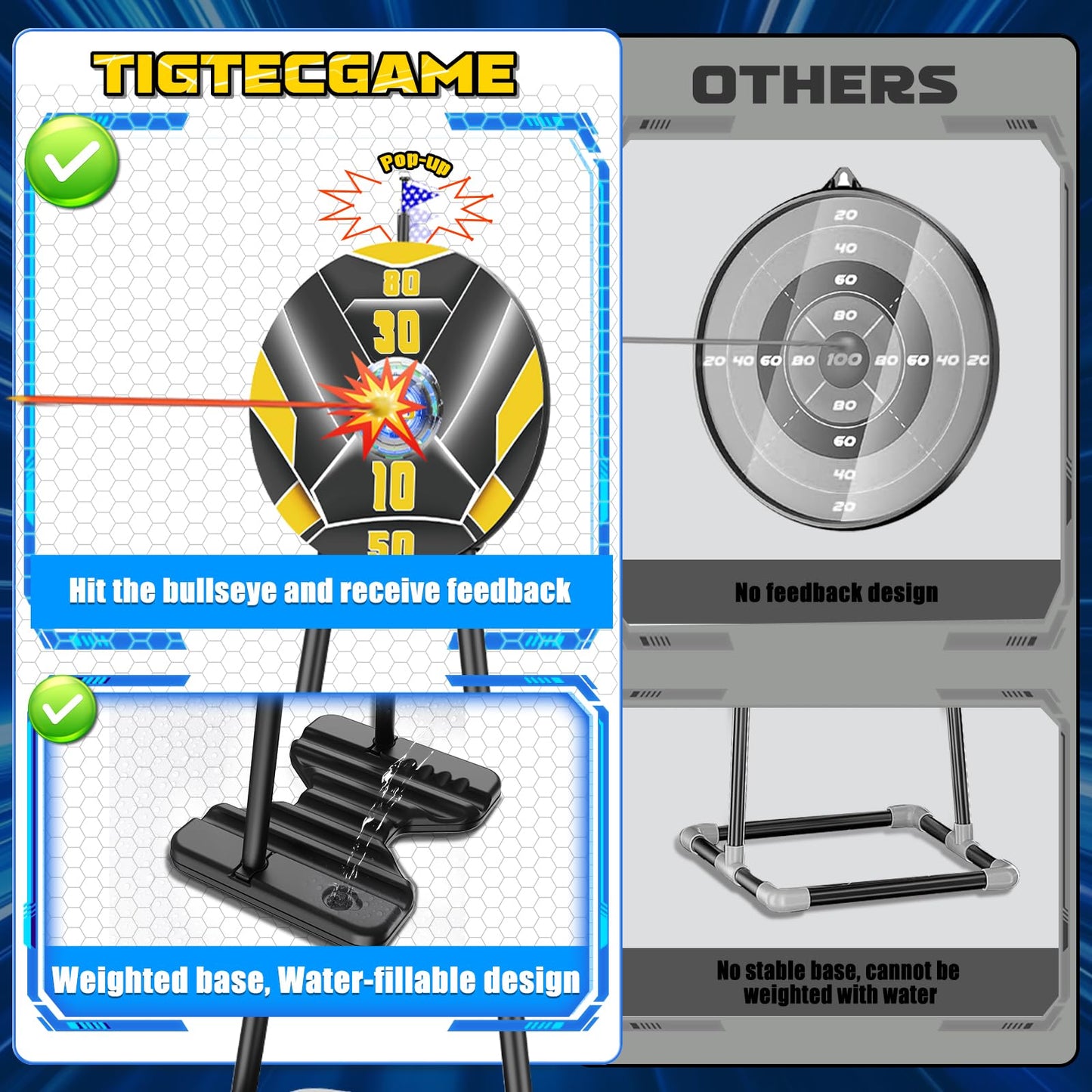 TIGTECGAME 2 Pack Bow and Arrow for Kids – LED Light Up Archery Set with 20 Suction Cup Arrows & 2 Quivers