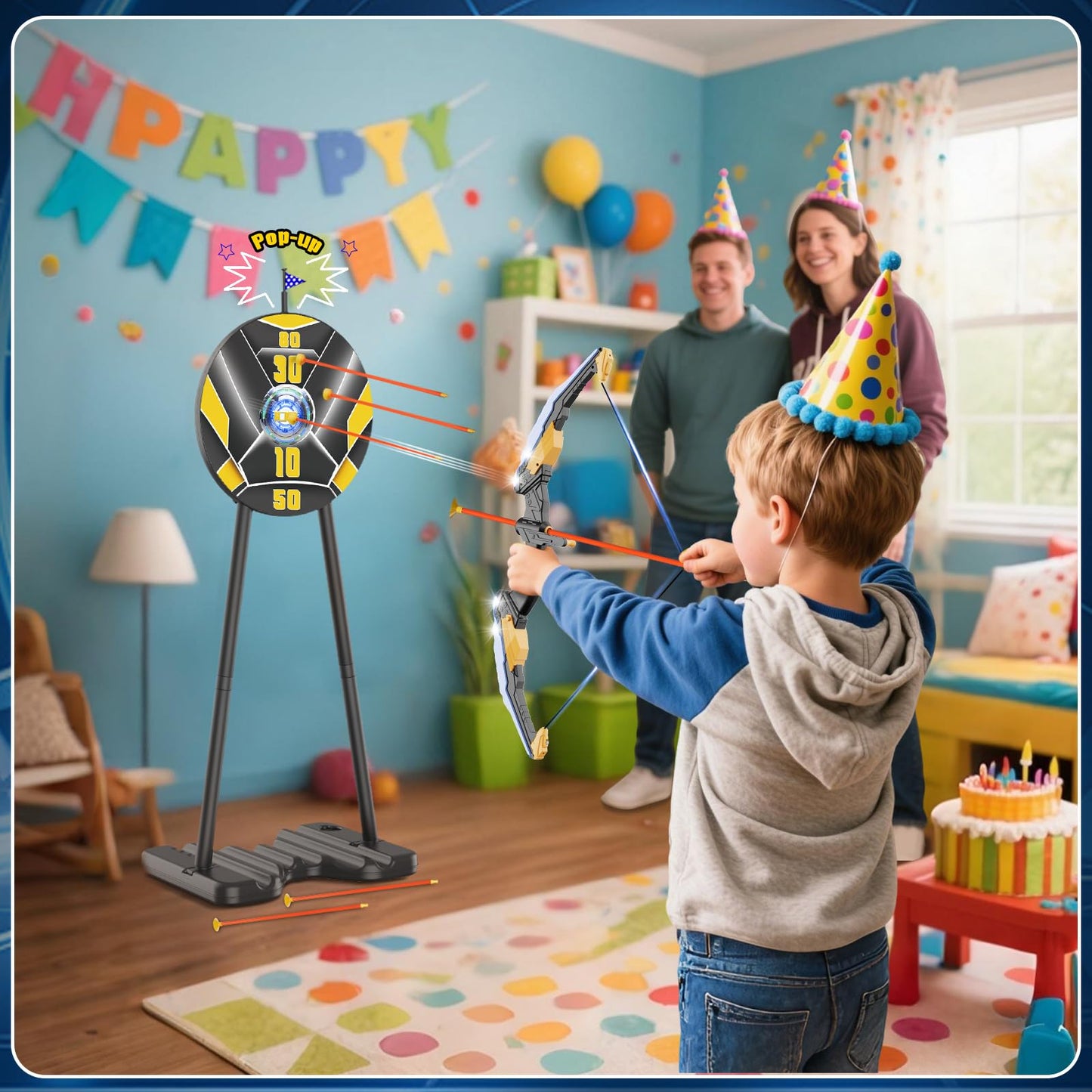 TIGTECGAME 2 Pack Bow and Arrow for Kids – LED Light Up Archery Set with 20 Suction Cup Arrows & 2 Quivers