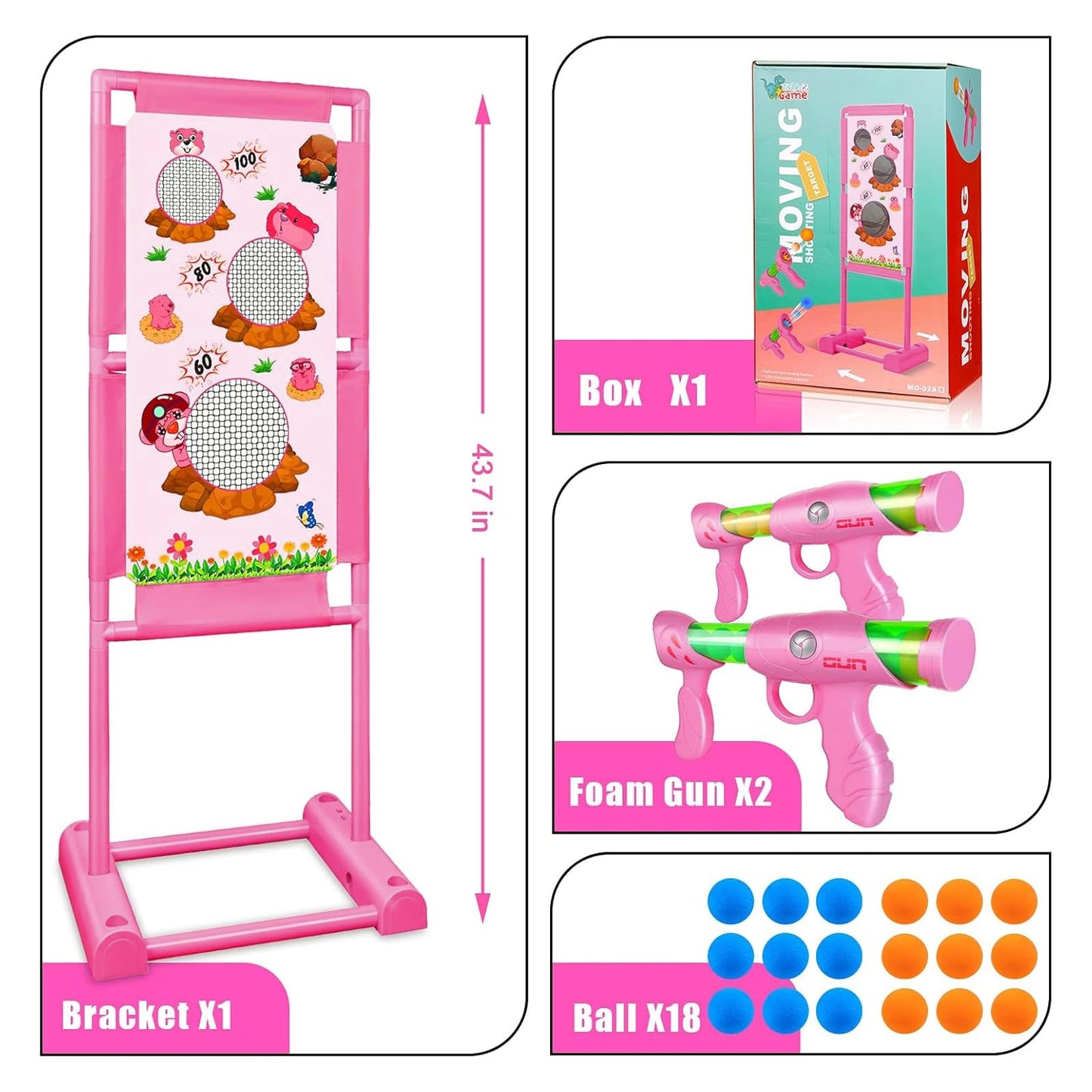 TIGTECGAME Upgraded Moving Shooting Game Toy – 2 Blaster Guns & 18 Foam Balls
