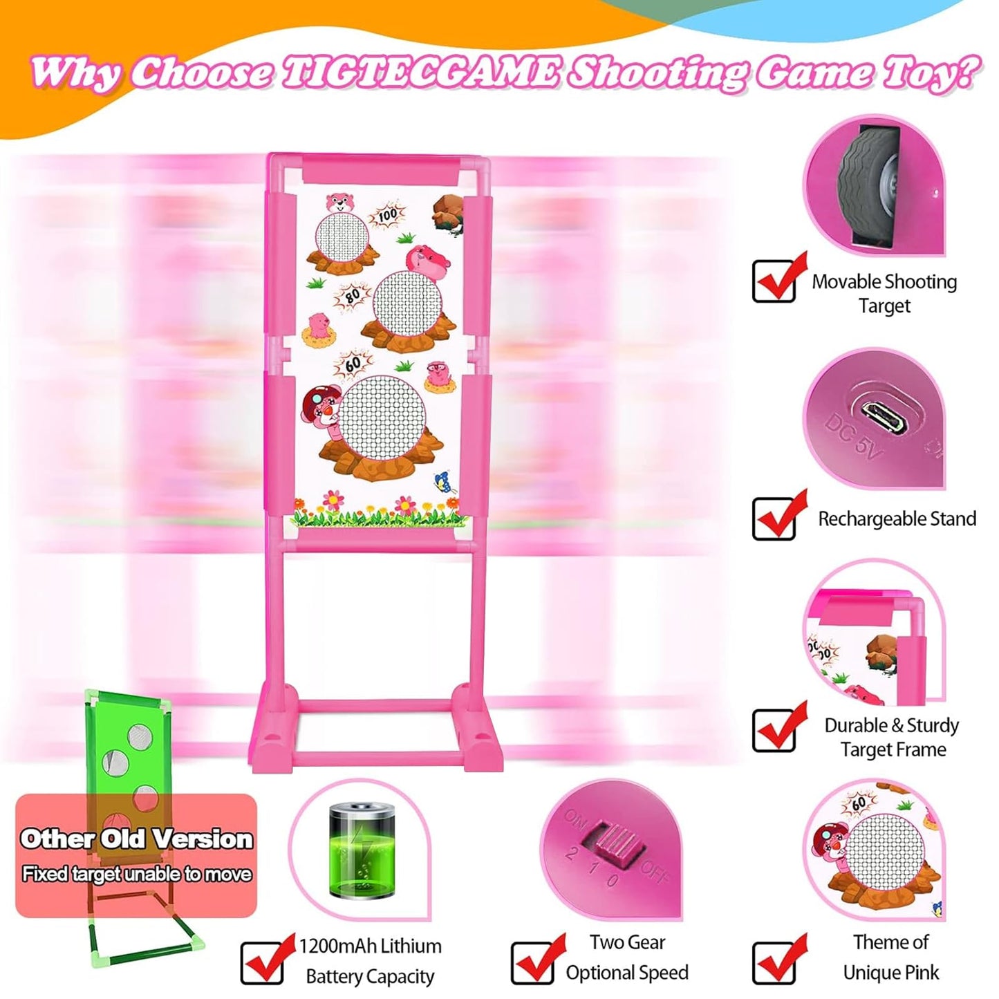 TIGTECGAME Upgraded Moving Shooting Game Toy – 2 Blaster Guns & 18 Foam Balls