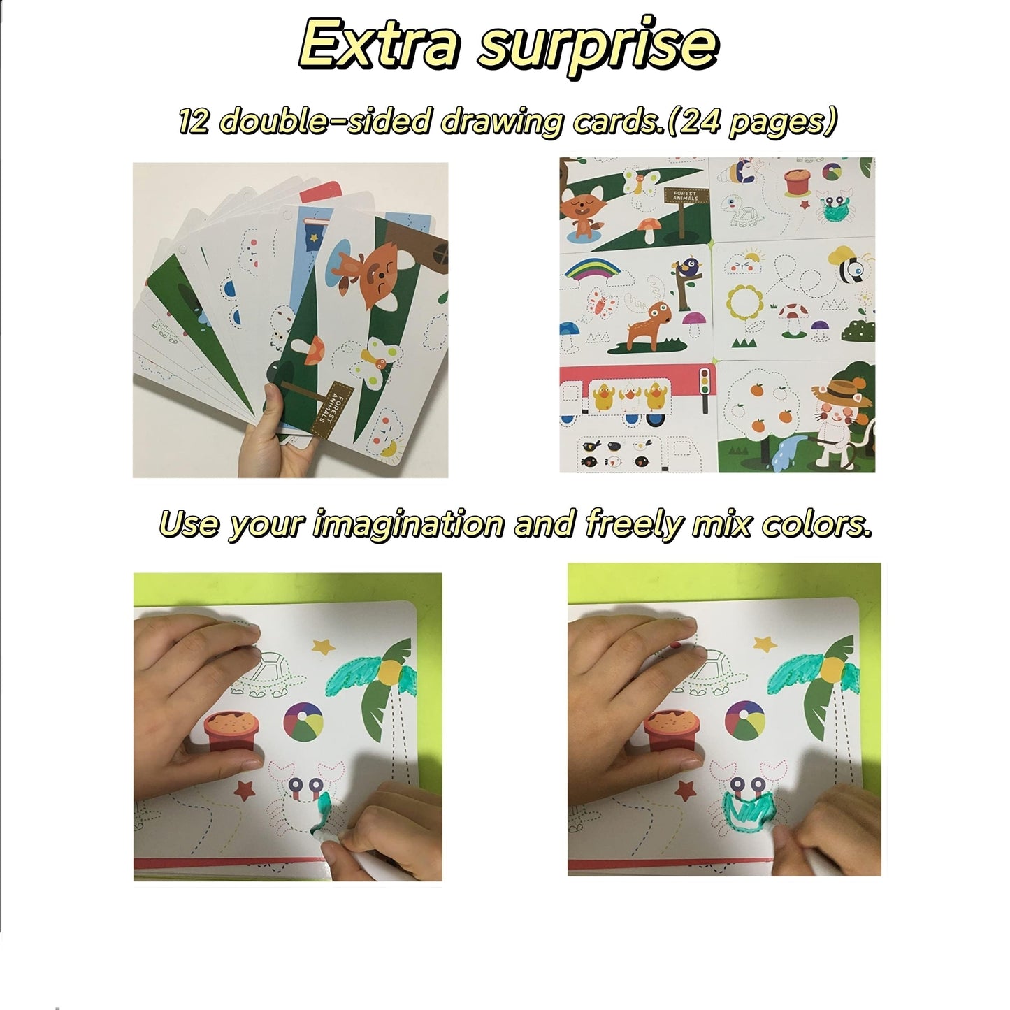 Tiiano Preschool Learning Activities for 2-4 Year Olds | 4 Dry Erase Markers Montessori Set