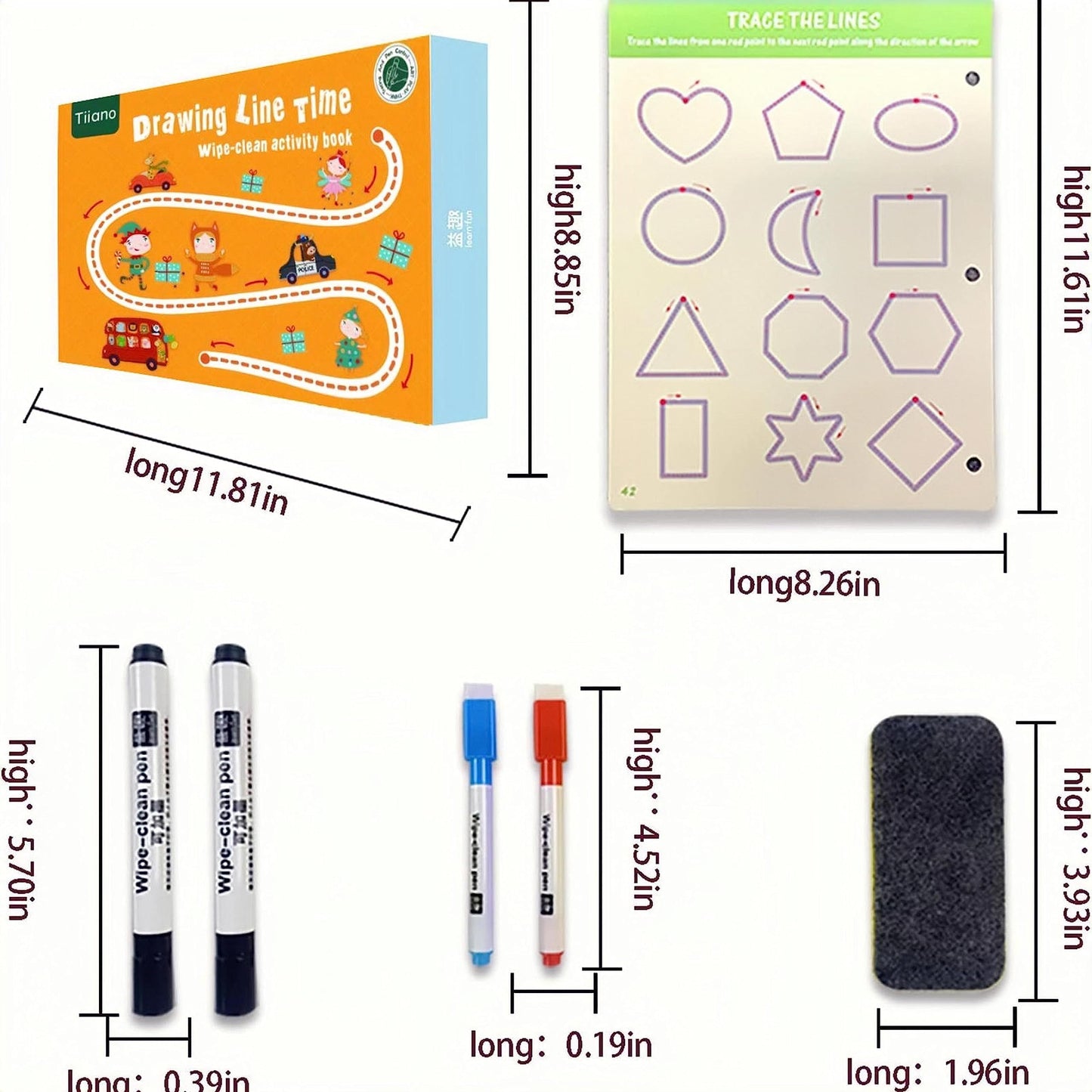 Tiiano Preschool Learning Activities for 2-4 Year Olds | 4 Dry Erase Markers Montessori Set