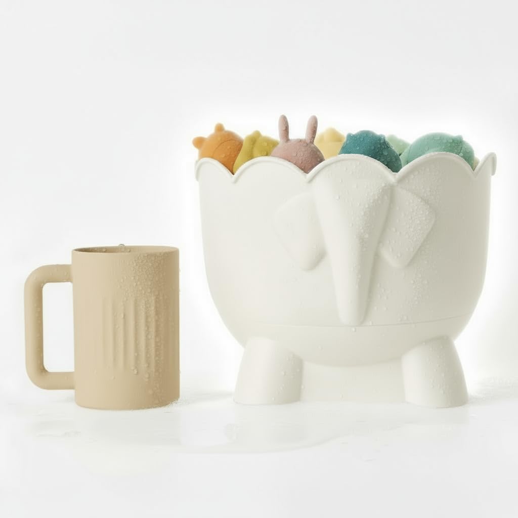 Tiipi Bath Toy Storage – 2-Piece Baby Toy Holder with Removable Draining Base