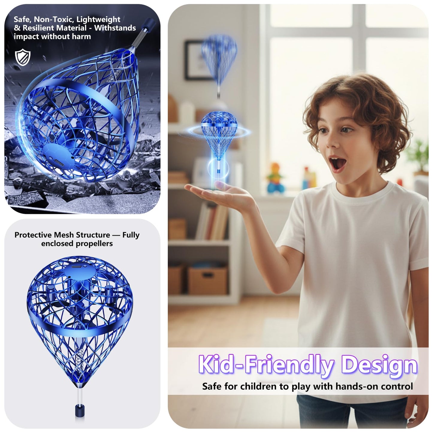 Tikduck 2026 Flying Bouncing Ball — USB Rechargeable, Hand-Controlled Interactive Orb (Indoor & Outdoor)