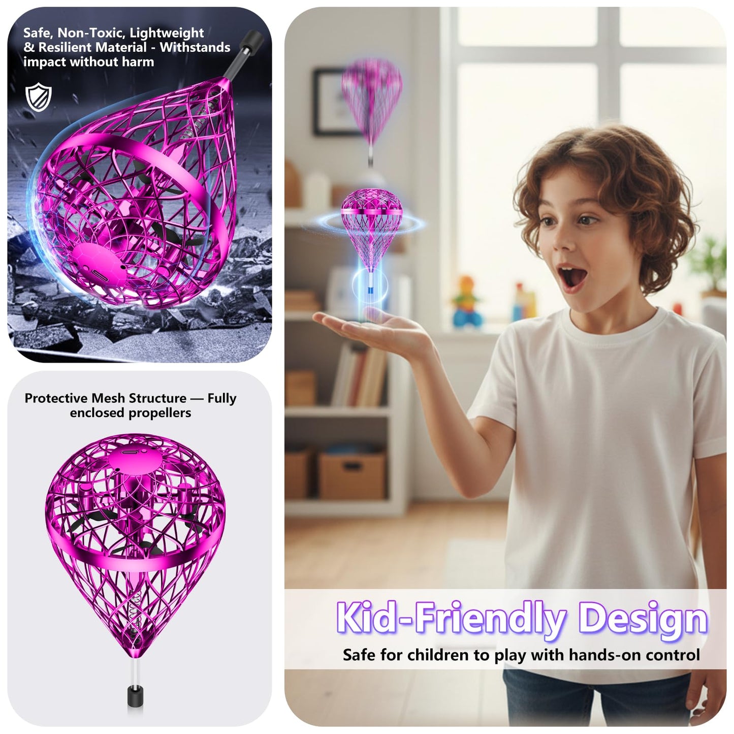 Tikduck 2026 Flying Bouncing Ball Toy – USB Rechargeable, Hand-Controlled with 3D Flips