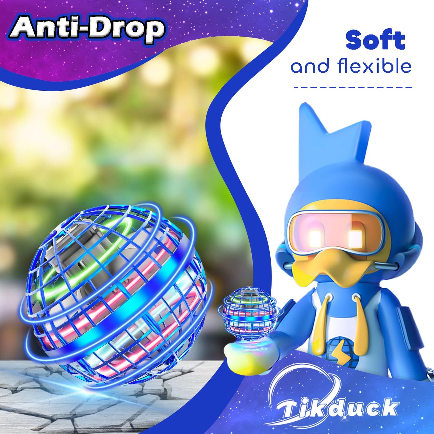 Tikduck Flying Orb Ball – Hand-Controlled Mini Drone, Boomerang Spinner for All Ages