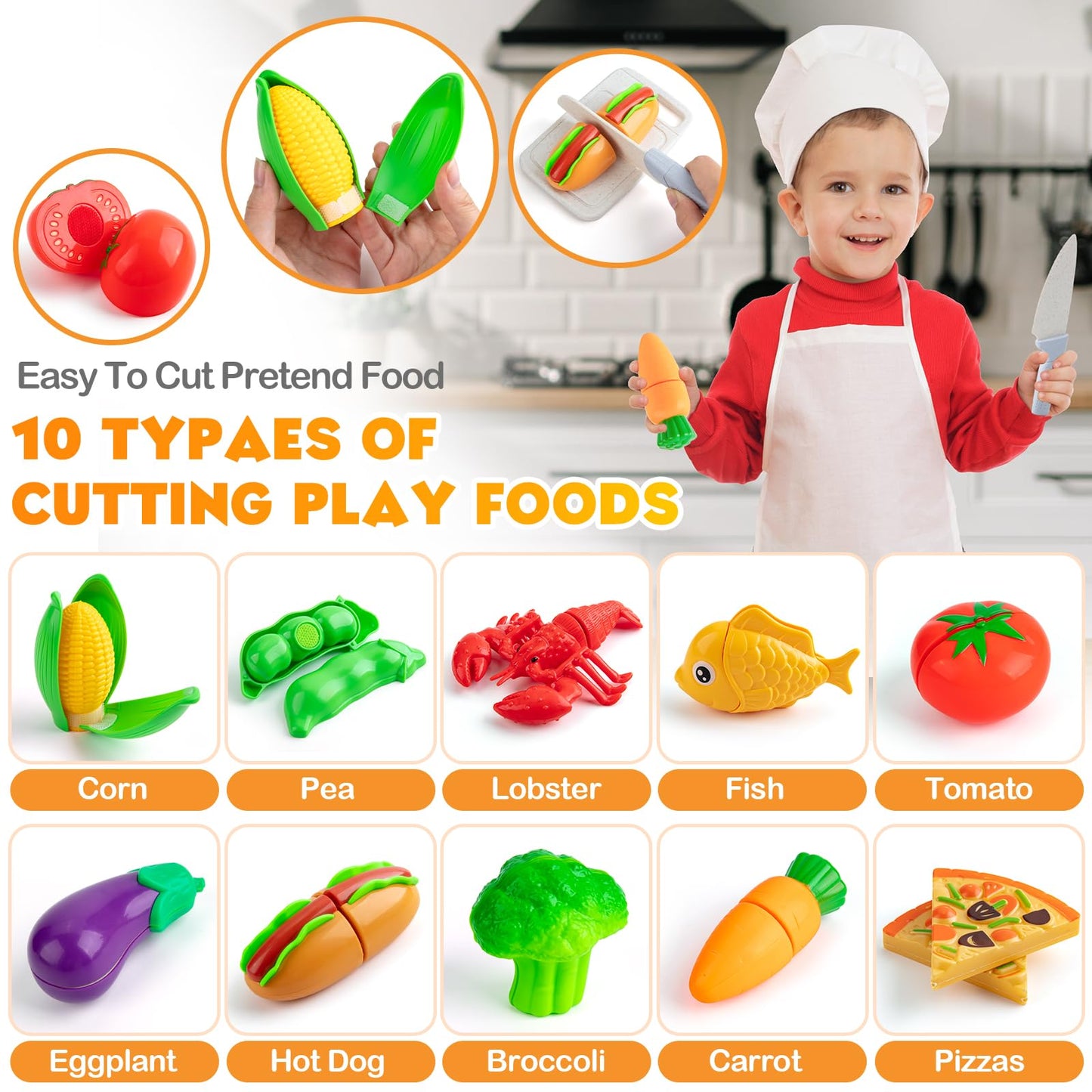 TIKJOYFUL Kids Play Kitchen Accessories – 42Pcs Pretend Playset with Pots, Pans & Utensils