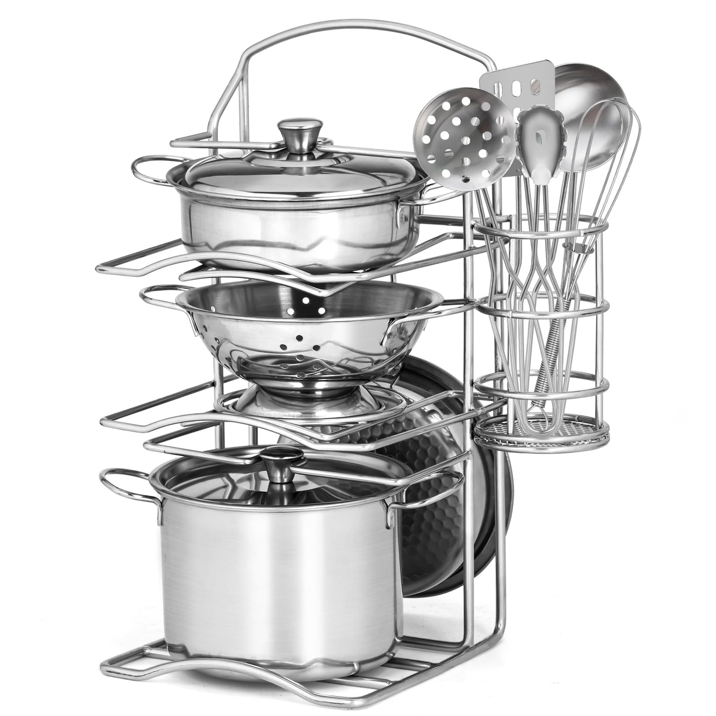 TikOnsYol 12Pcs Kids Pots and Pans Playset – Stainless Steel Pretend Kitchen Toys for Toddlers