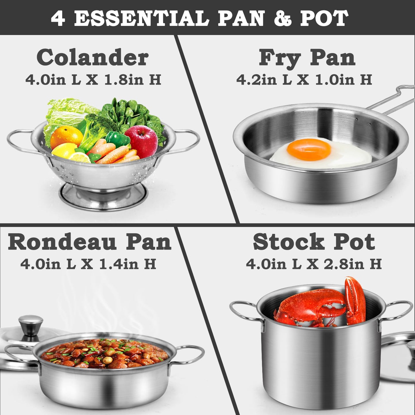 TikOnsYol 12Pcs Kids Pots and Pans Playset – Stainless Steel Pretend Kitchen Toys for Toddlers