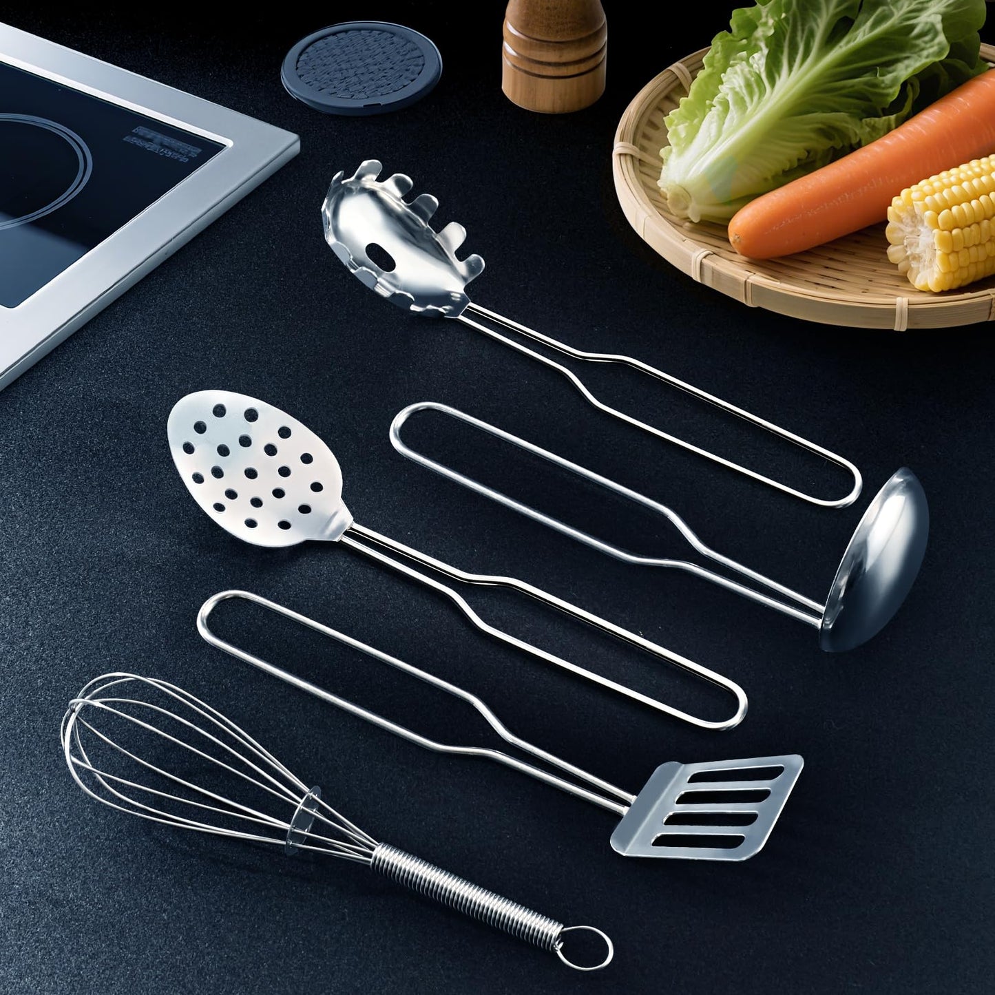 TikOnsYol 12Pcs Kids Kitchen Pots & Pans Set – Stainless Steel Pretend Play