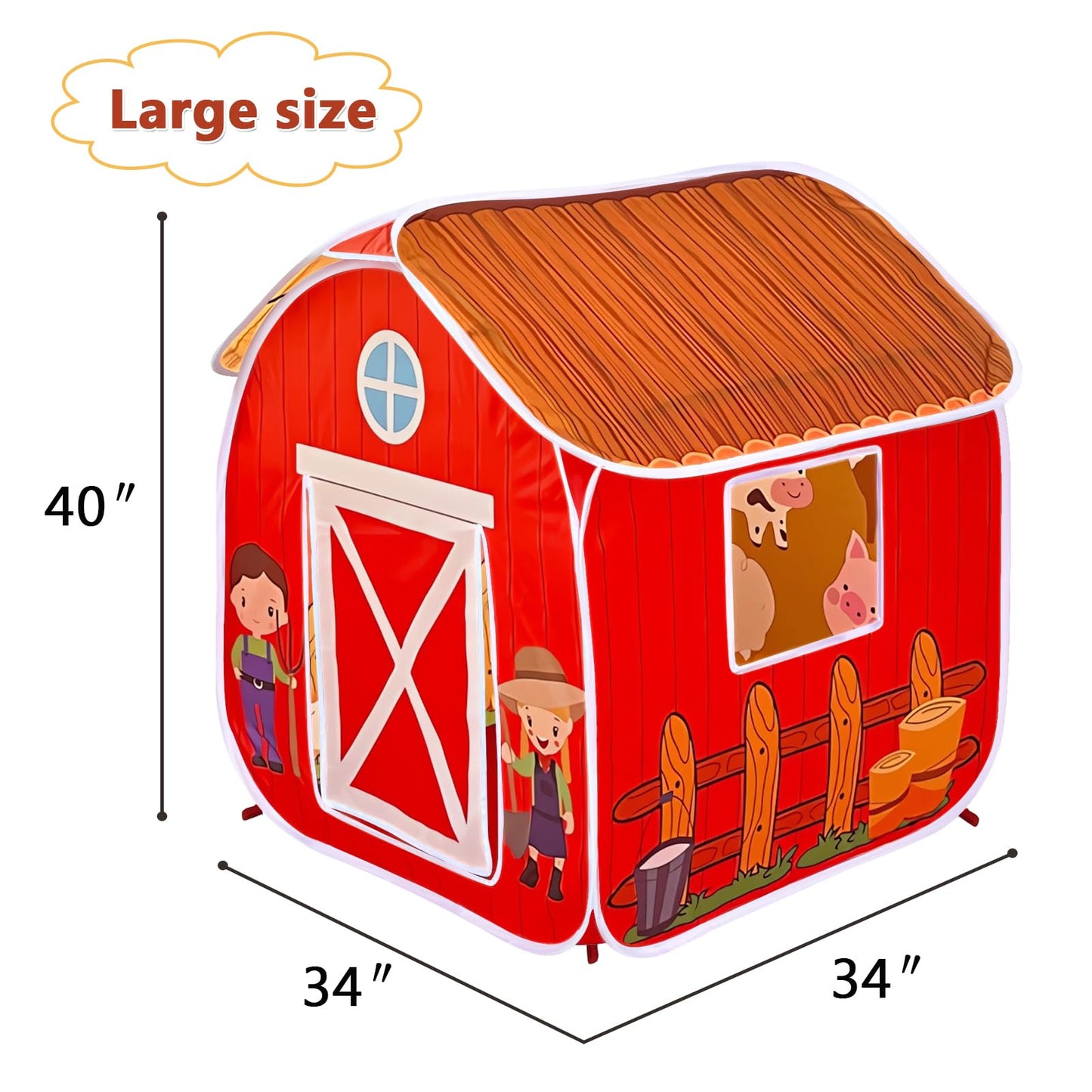 TikOnsYol Kids Play Tent - Pop Up Barn for Indoor & Outdoor Play