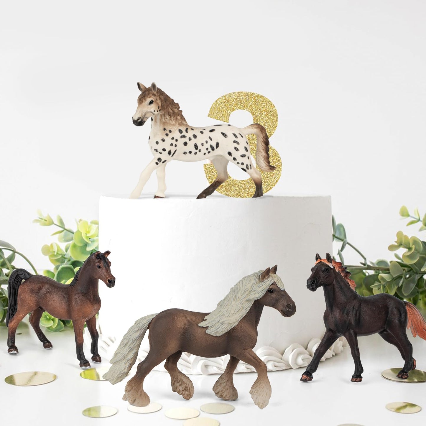 TikOnsYol 8 in 1 Horse Toy Set – 8 Realistic 5-Inch Horses with Stable for Girls 6–12