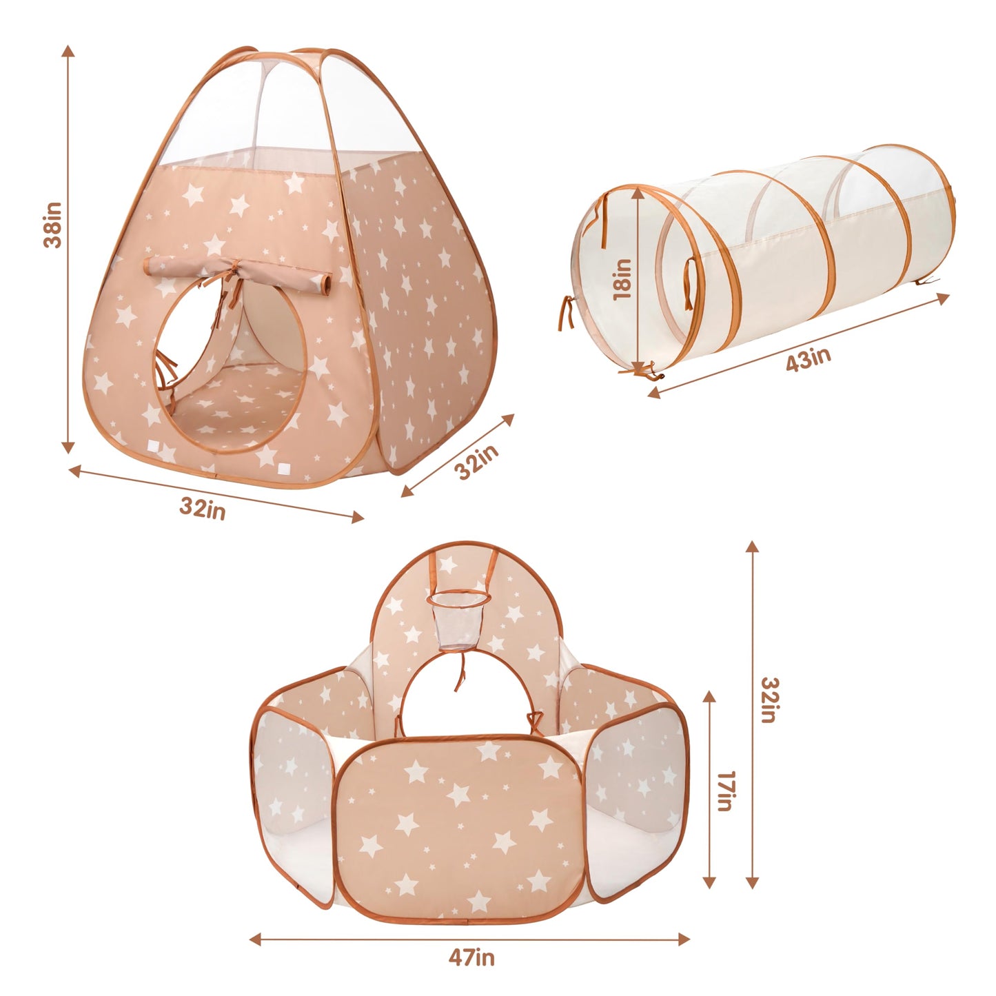 TIKTENT 3-in-1 Pop Up Play Tent with Tunnel & Ball Pit | Indoor/Outdoor