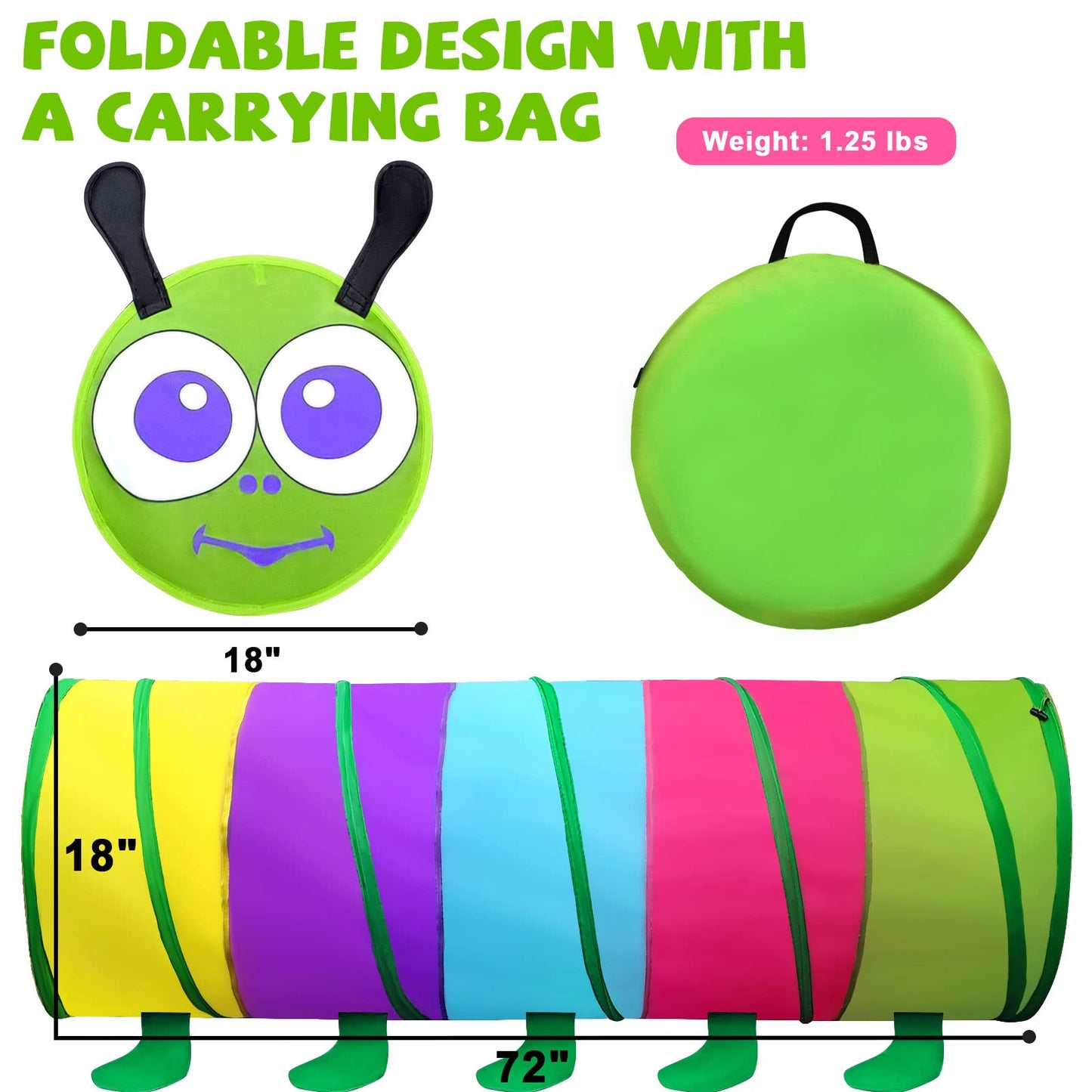 TIKTENT Kids Play Tunnel for Toddlers 1-3 (6 ft) – Pop-Up Crawling Toy for Indoor & Outdoor Play