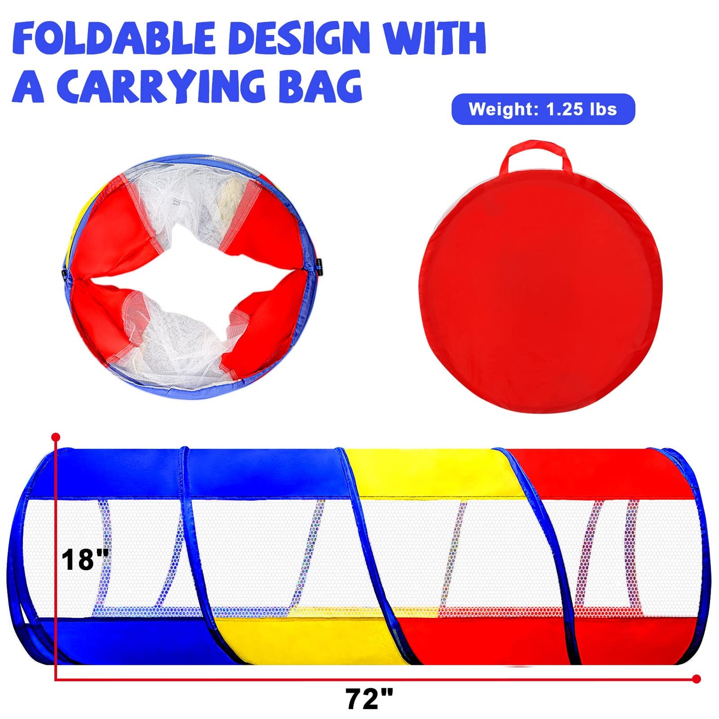 TIKTENT Kids Play Tunnel – 6ft Pop-Up Crawling Tunnel with Mesh Sides