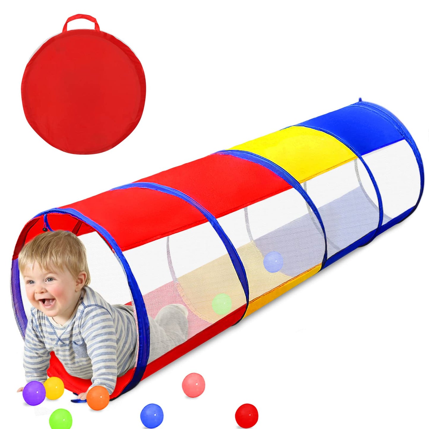TIKTENT Kids Play Tunnel – 6ft Pop-Up Crawling Tunnel with Mesh Sides