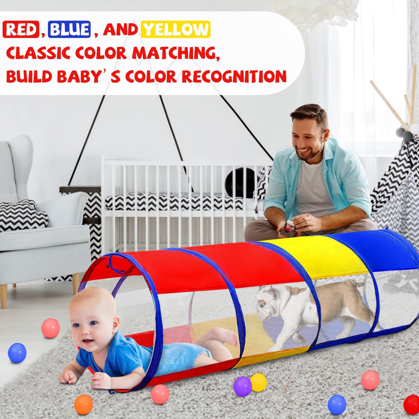 TIKTENT Kids Play Tunnel – 6ft Pop-Up Crawling Tunnel with Mesh Sides