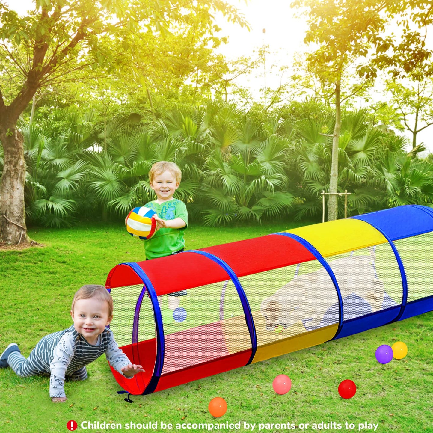 TIKTENT Kids Play Tunnel – 6ft Pop-Up Crawling Tunnel with Mesh Sides