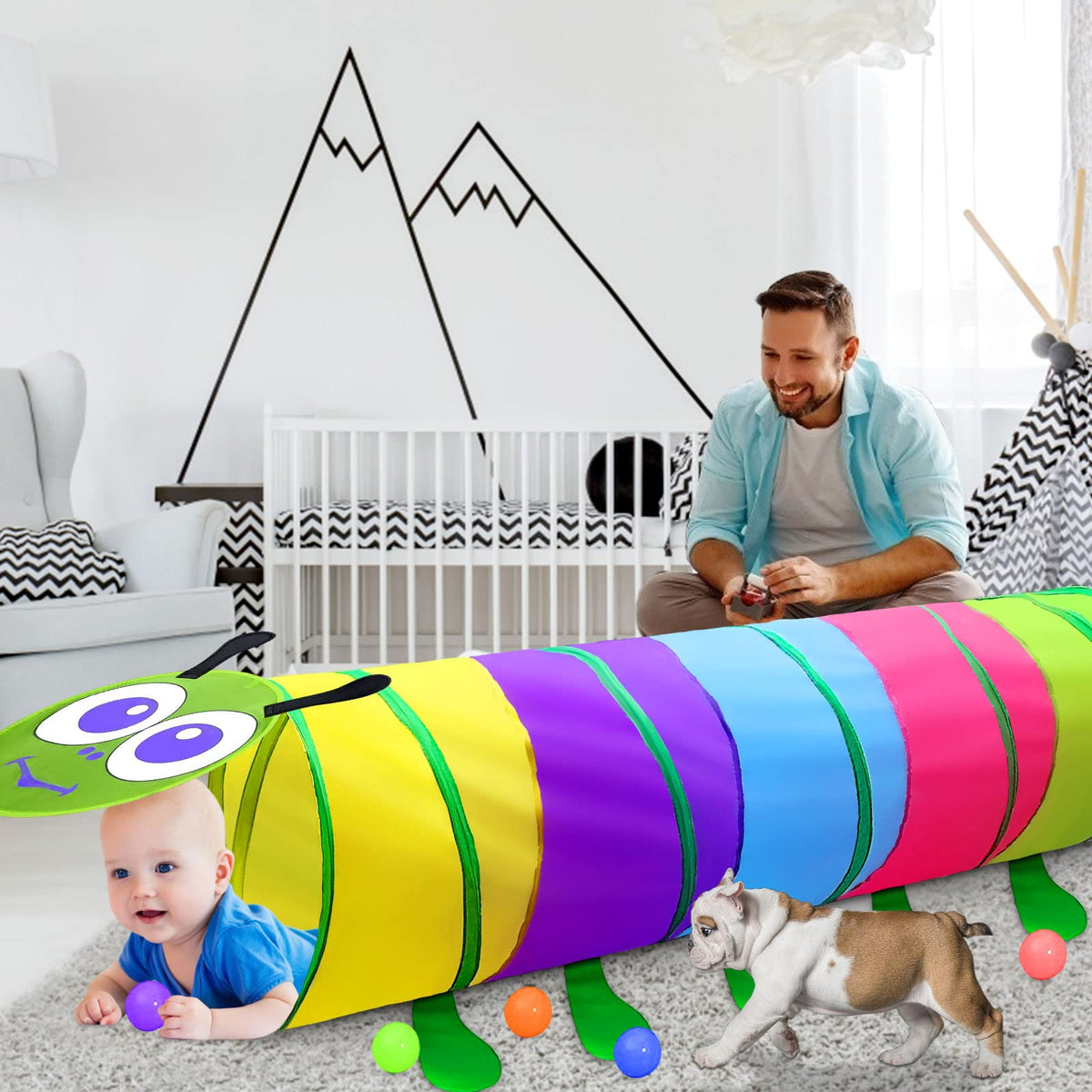 TIKTENT Kids Play Tunnel for Toddlers 1-3 (6 ft) – Pop-Up Crawling Toy for Indoor & Outdoor Play