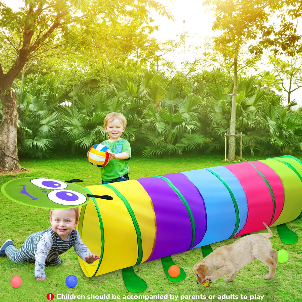 TIKTENT Kids Play Tunnel for Toddlers 1-3 (6 ft) – Pop-Up Crawling Toy for Indoor & Outdoor Play
