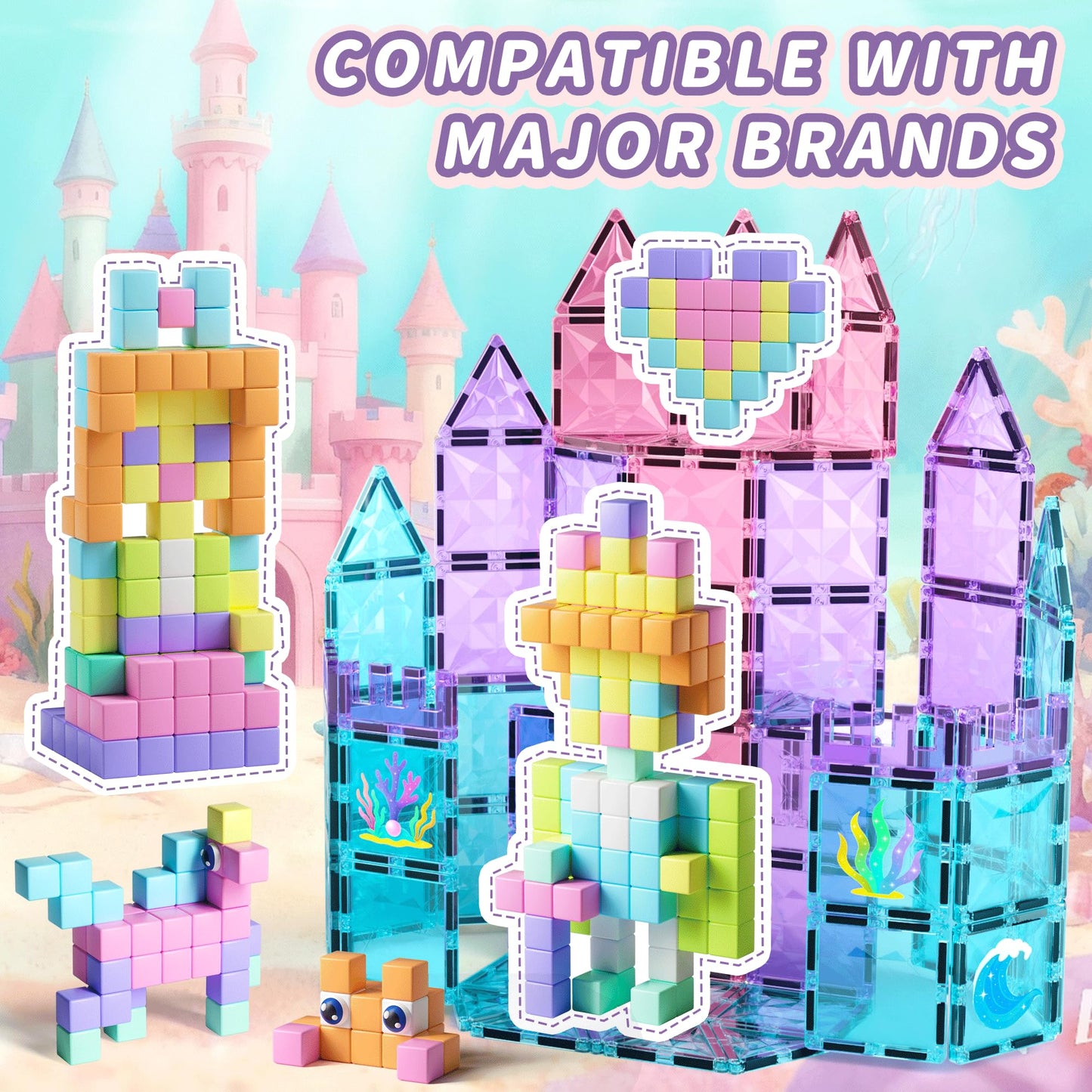 TikTiles 116PCS Magnetic Blocks with Eyes – STEM Building Toy for Kids 3-8 (Macaron Color)
