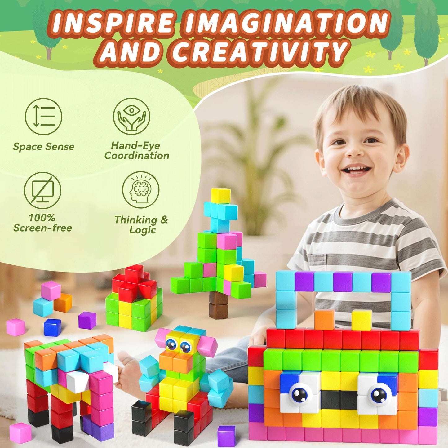 TikTiles 116PCS Magnetic Blocks with Eyes – STEM Building Set for Kids 3-8