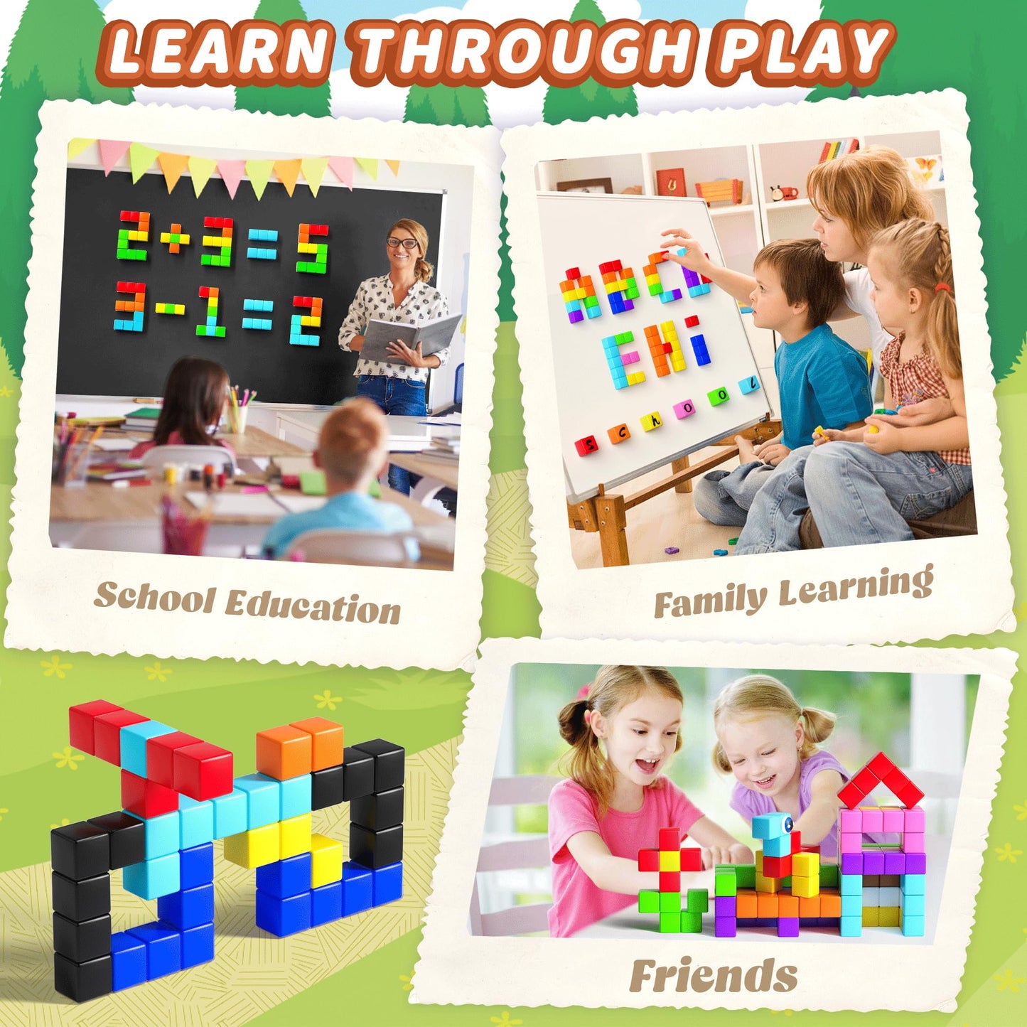 TikTiles 116PCS Magnetic Blocks with Eyes – STEM Building Set for Kids 3-8