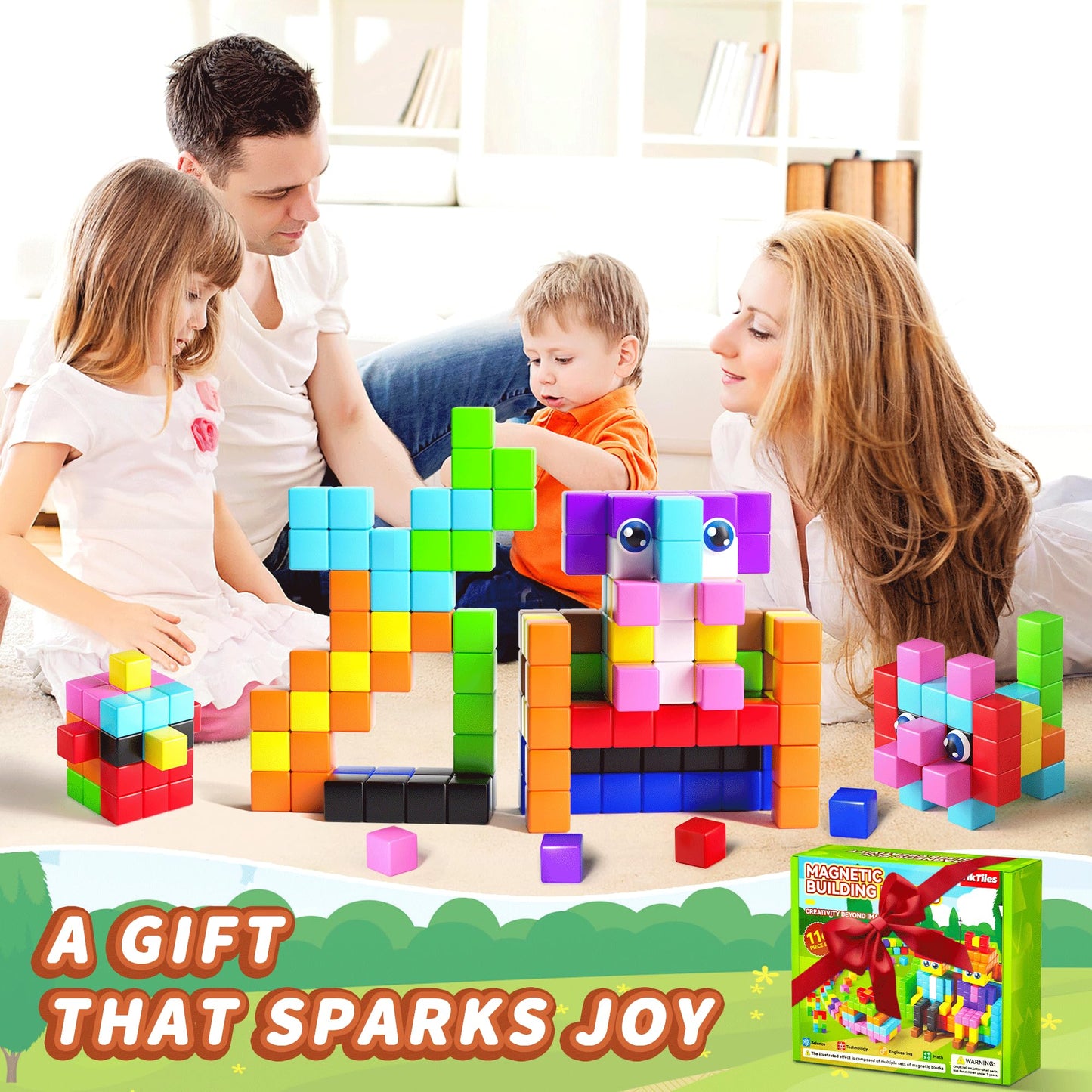 TikTiles 116PCS Magnetic Blocks with Eyes – STEM Building Set for Kids 3-8