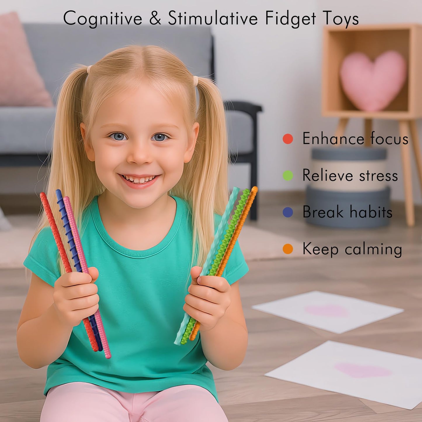 TIKWORK Sensory Fidget Toys – 6-Pack Flexible Fidget Sticks for Focus, Calm, and Portable Fun