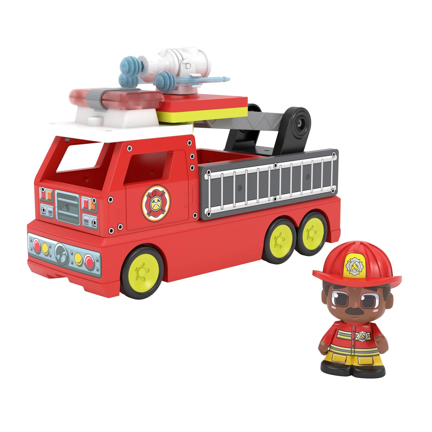 Tile Town Firetruck Magnetic Tile Set with Lights & Sounds – 18-Piece STEM Toy (Ages 3-5+)