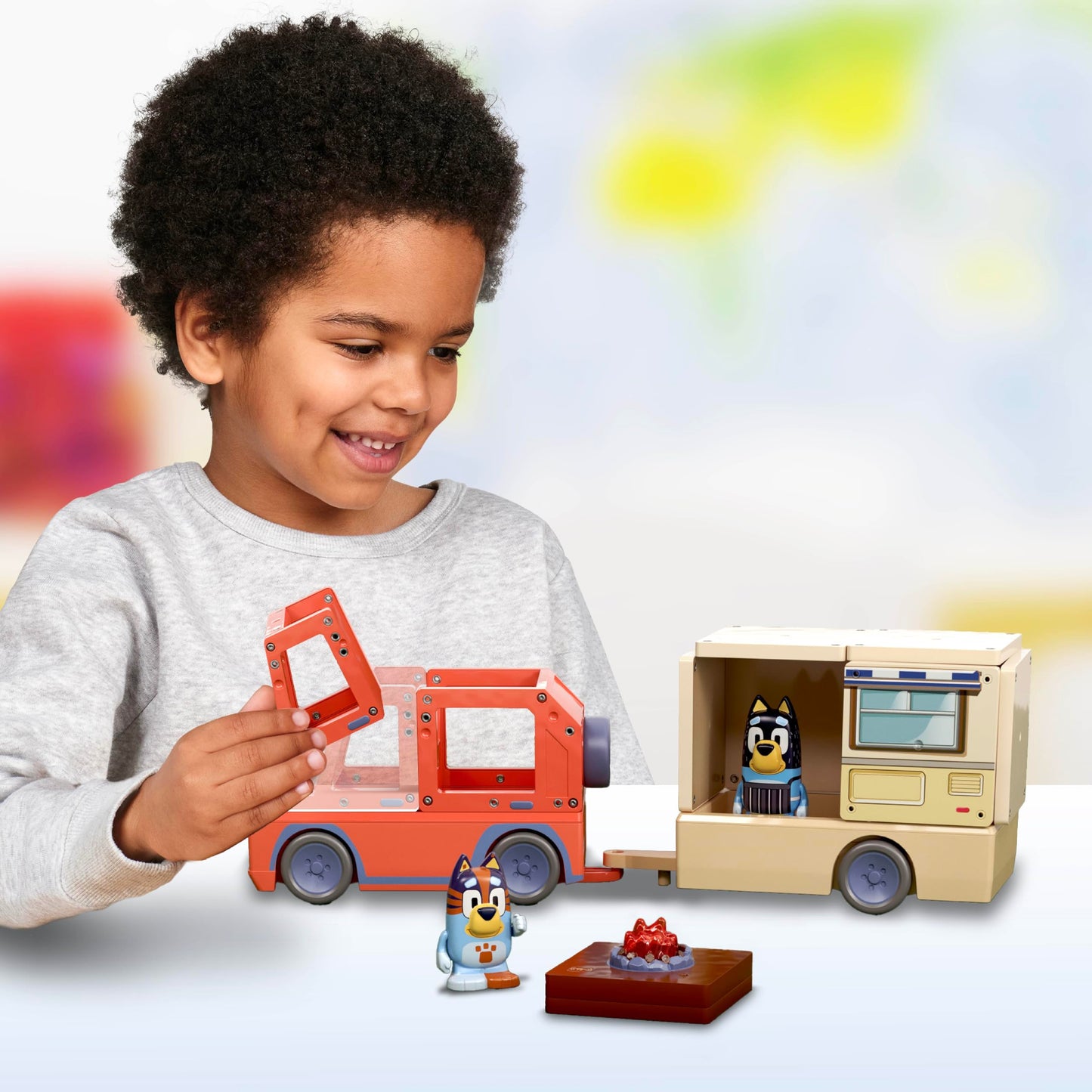 Tile Town Bluey Heeler Camper 13-Piece Magnetic Tile Playset | STEM Toys