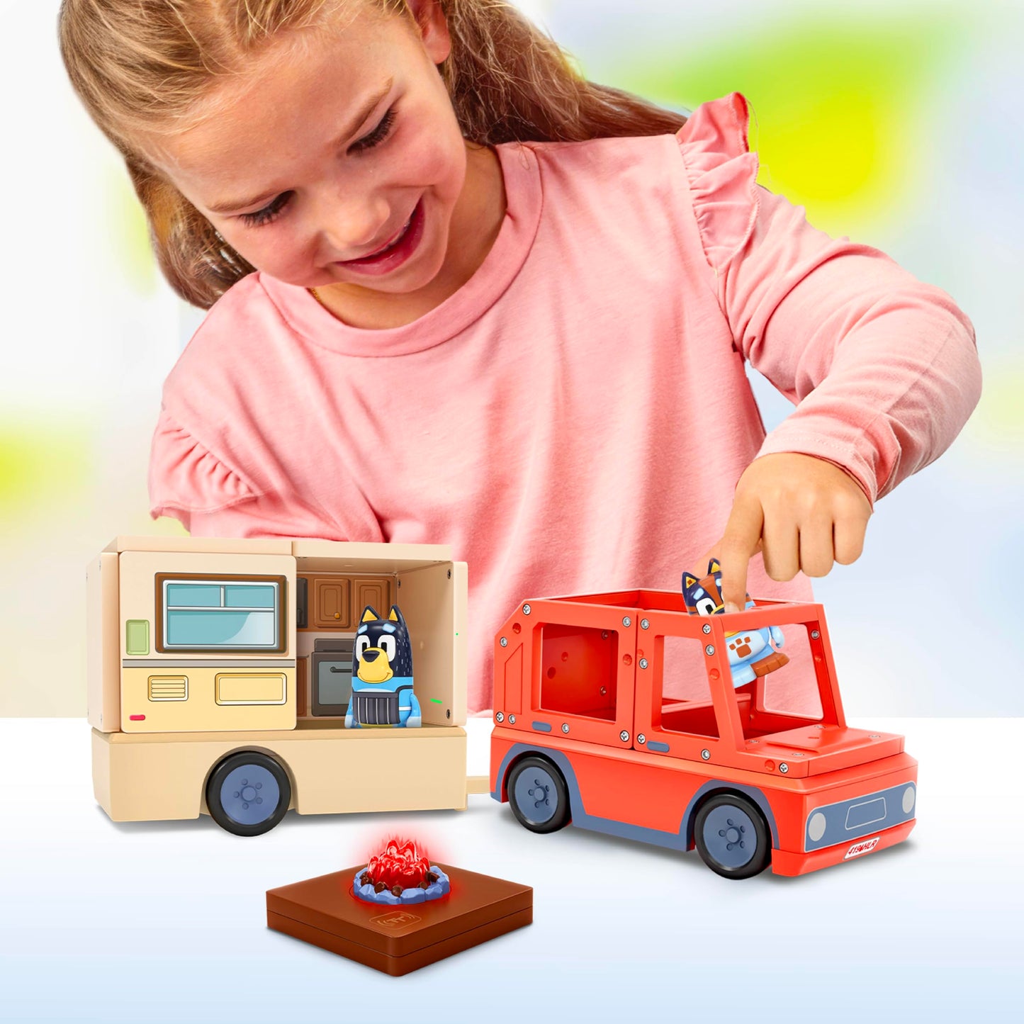 Tile Town Bluey Heeler Camper 13-Piece Magnetic Tile Playset | STEM Toys