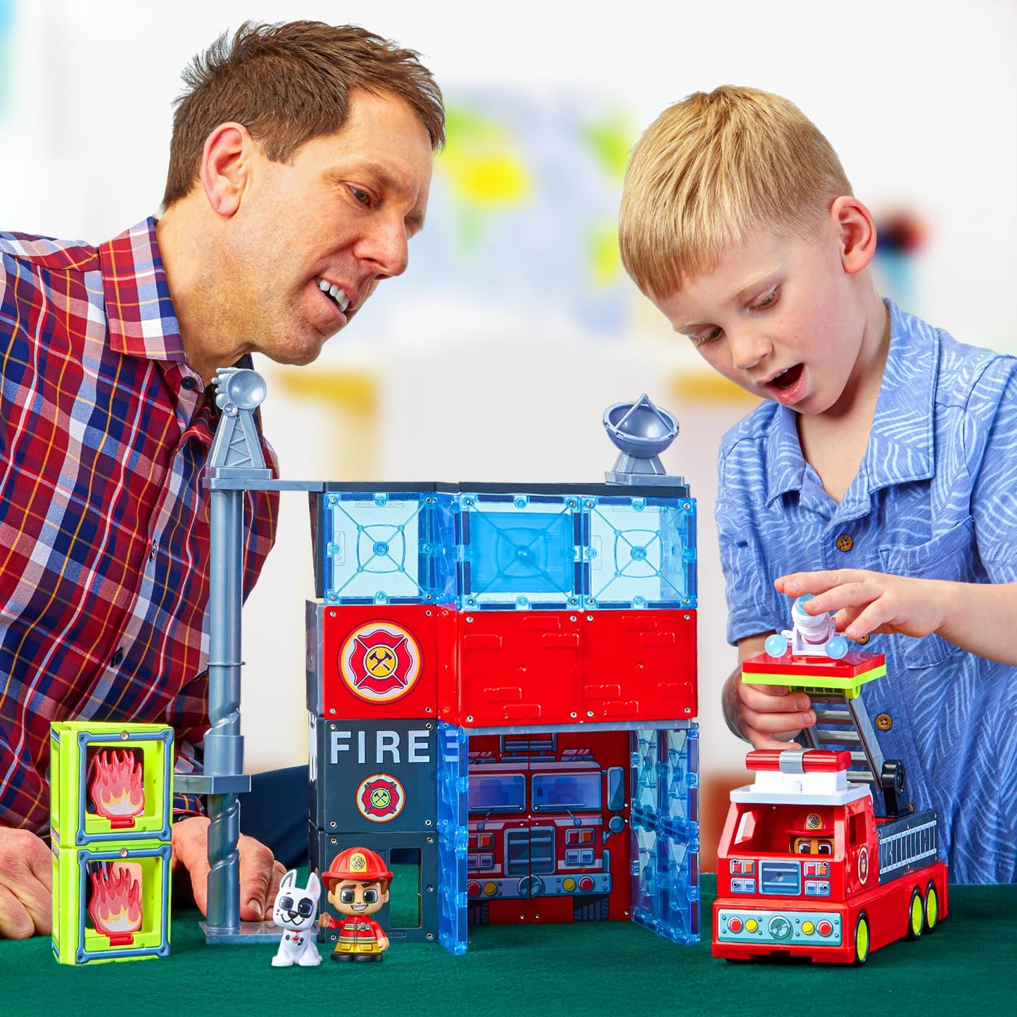 Tile Town Fire Station Magnetic Tiles Set – 66-Piece Kids Toy, Ages 3-6 | Amazon Exclusive