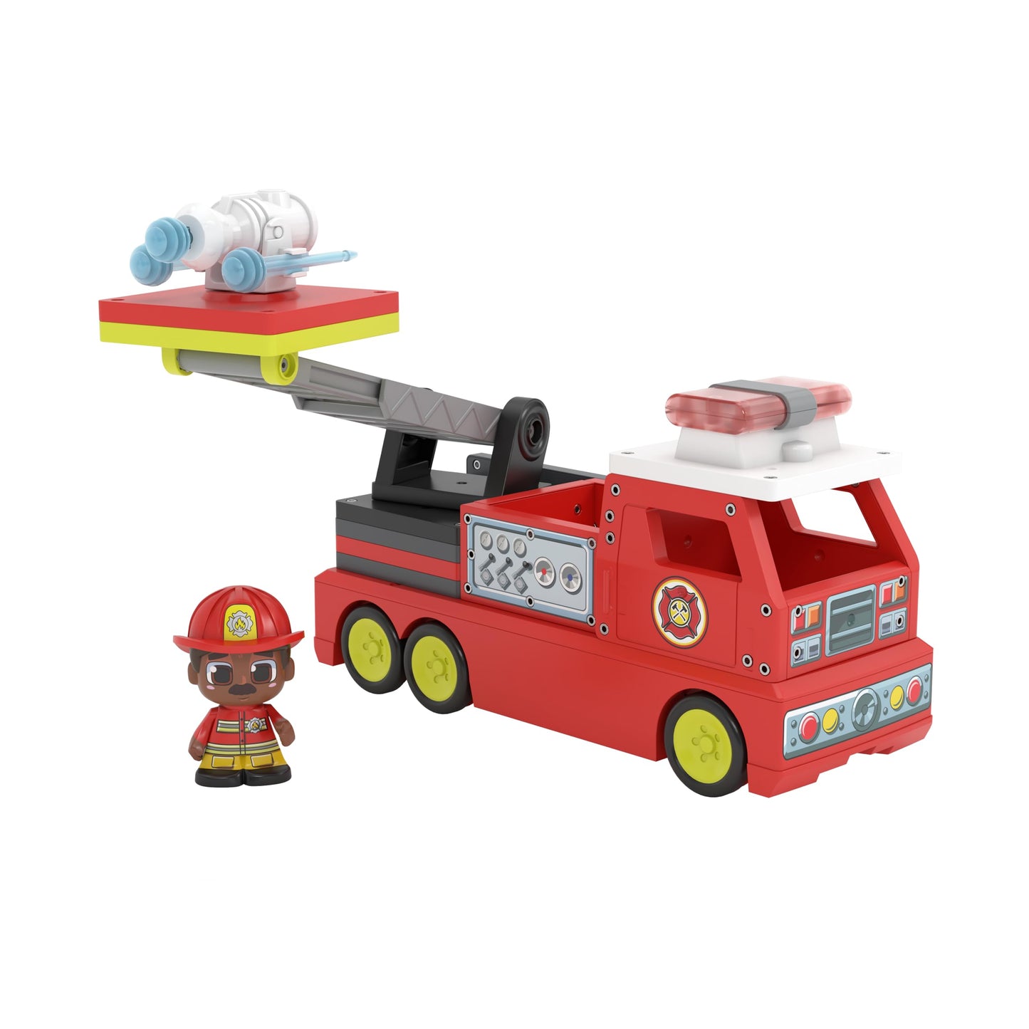 Tile Town Firetruck Magnetic Tile Set with Lights & Sounds – 18-Piece STEM Toy (Ages 3-5+)