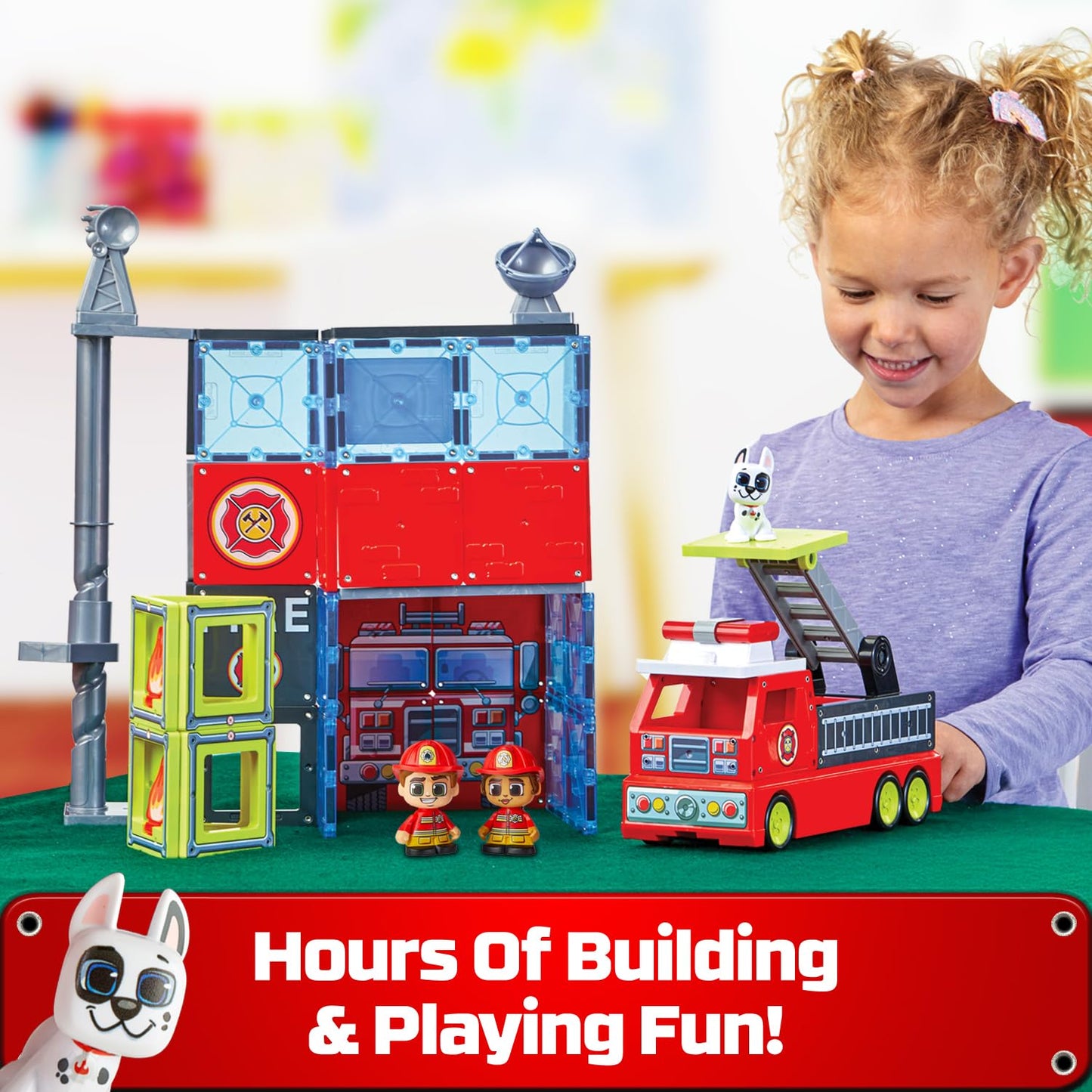 Tile Town Fire Station Magnetic Tiles Set – 66-Piece Kids Toy, Ages 3-6 | Amazon Exclusive
