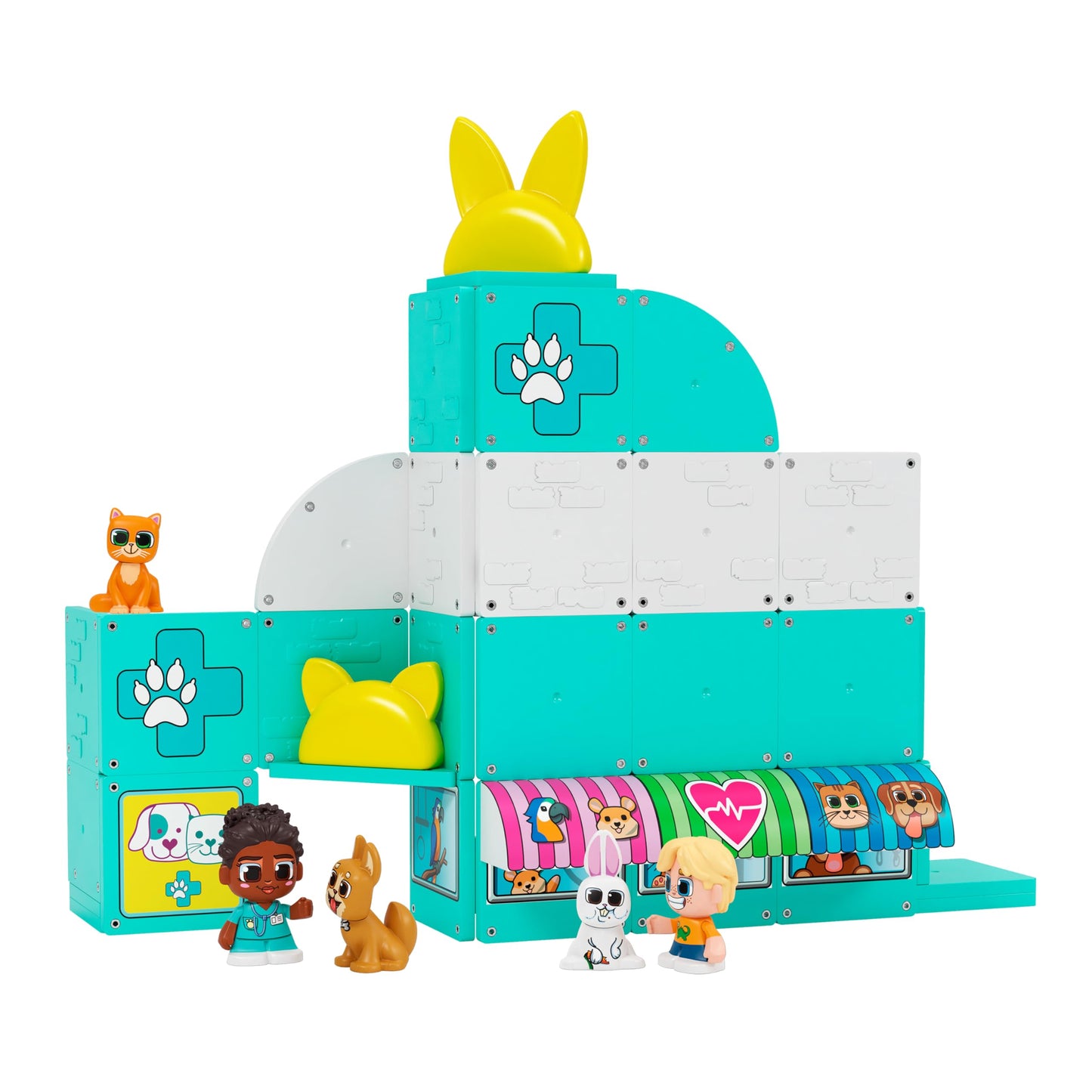Tile Town Pet Vet Magnetic Tiles Set – 48-Piece with Sound & Lights, Ages 3-6