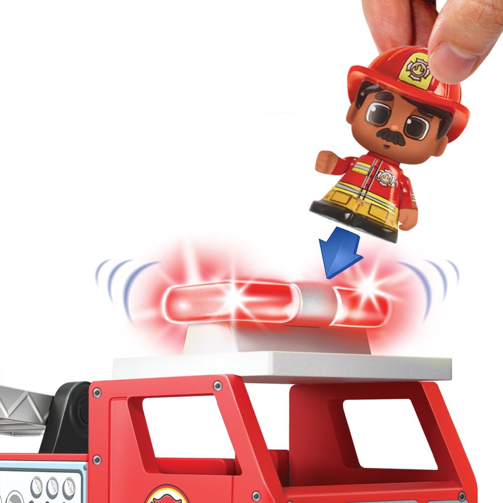 Tile Town Firetruck Magnetic Tile Set with Lights & Sounds – 18-Piece STEM Toy (Ages 3-5+)