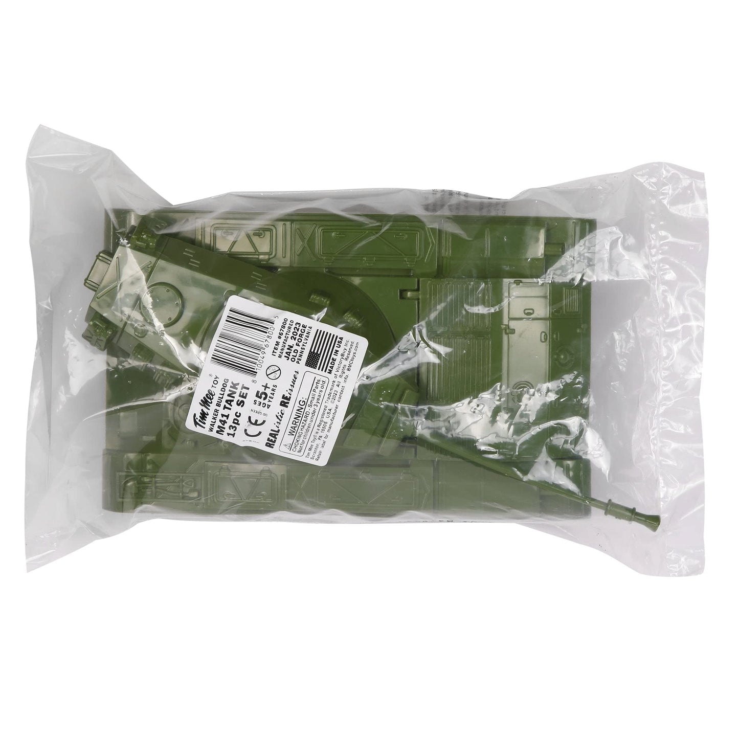 Tim Mee Toy Walker Bulldog Tank Playset – OD Green, 13-Piece, Made in USA