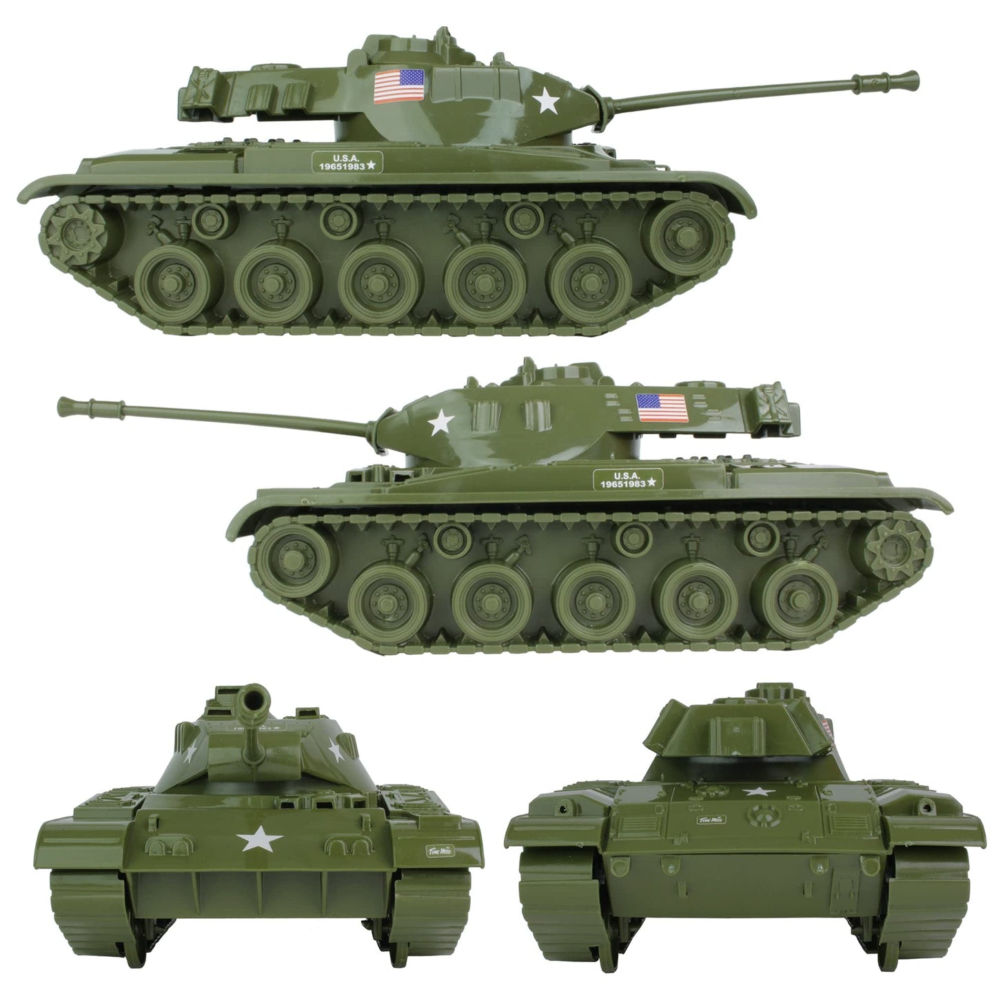 Tim Mee Toy Walker Bulldog Tank Playset – OD Green, 13-Piece, Made in USA