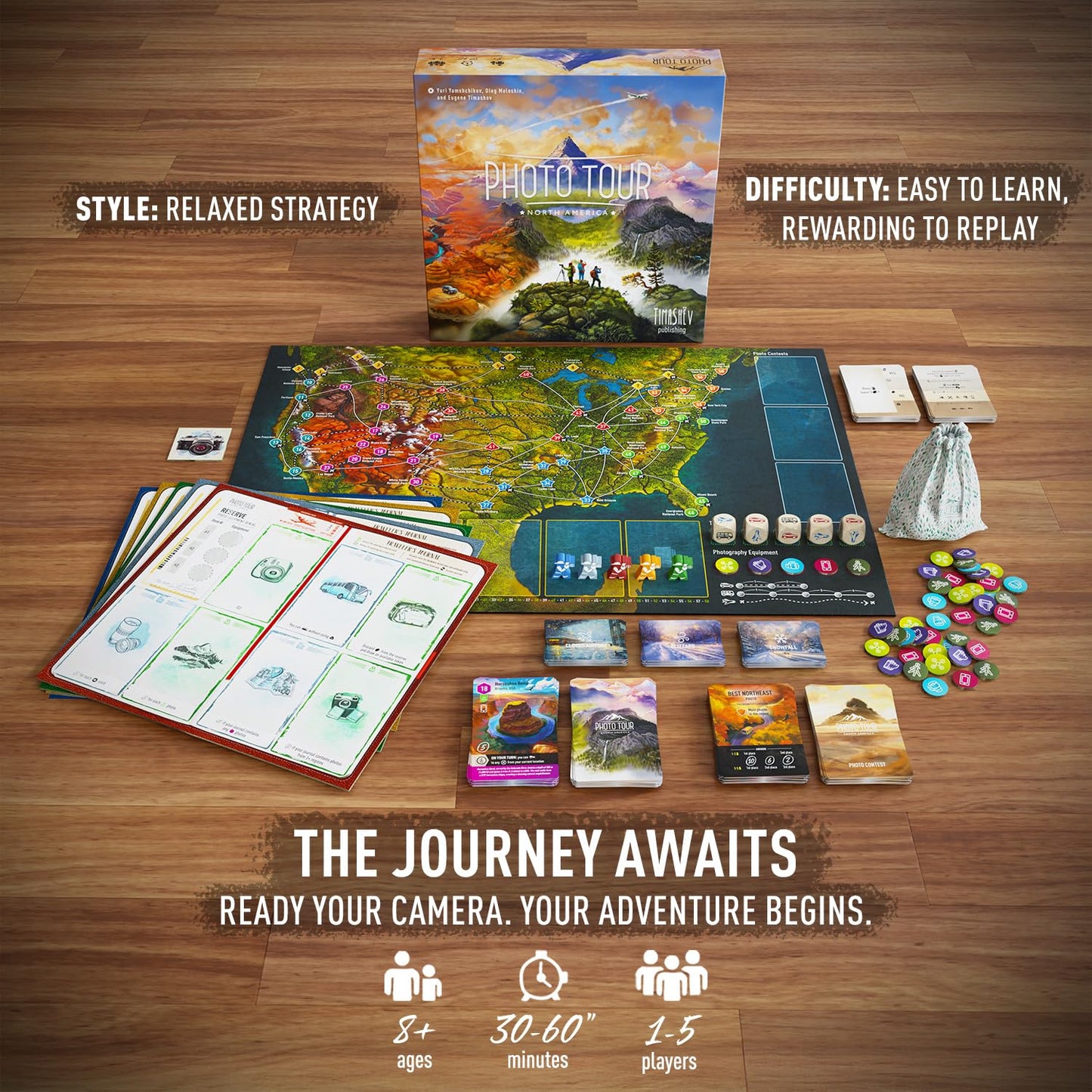 Timashov Publishing — Photo Tour: North America Family Travel Strategy Game (Ages 8+) | 1–5 Players