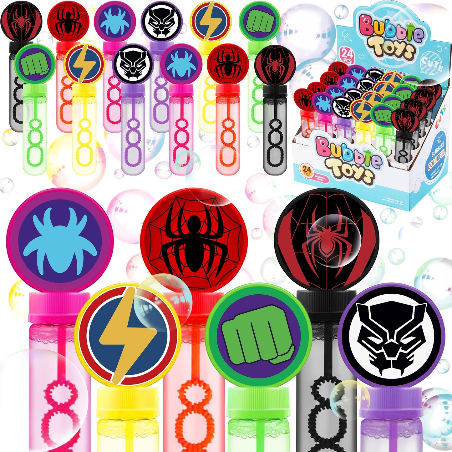Time4Relax 24Pcs Superhero Bubble Wands – Party Favors for Kids