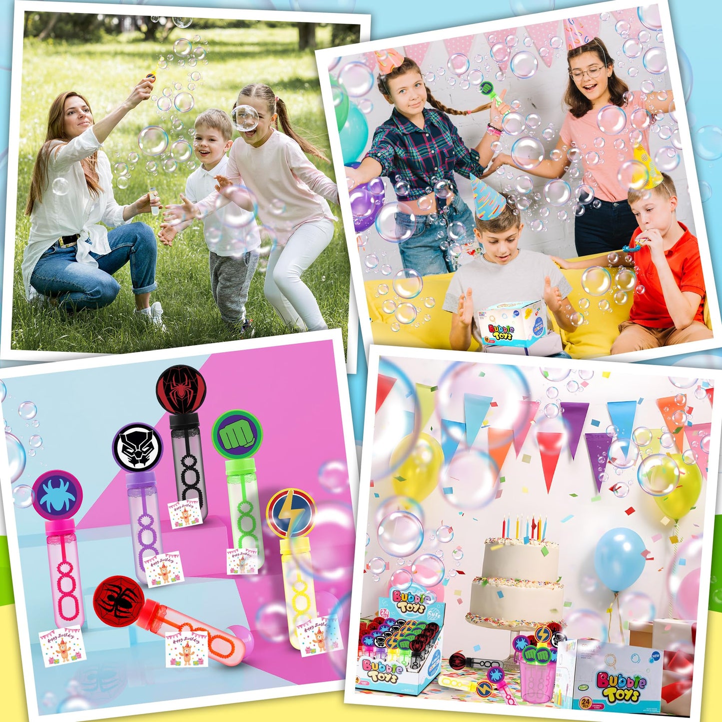 Time4Relax 24Pcs Superhero Bubble Wands – Party Favors for Kids