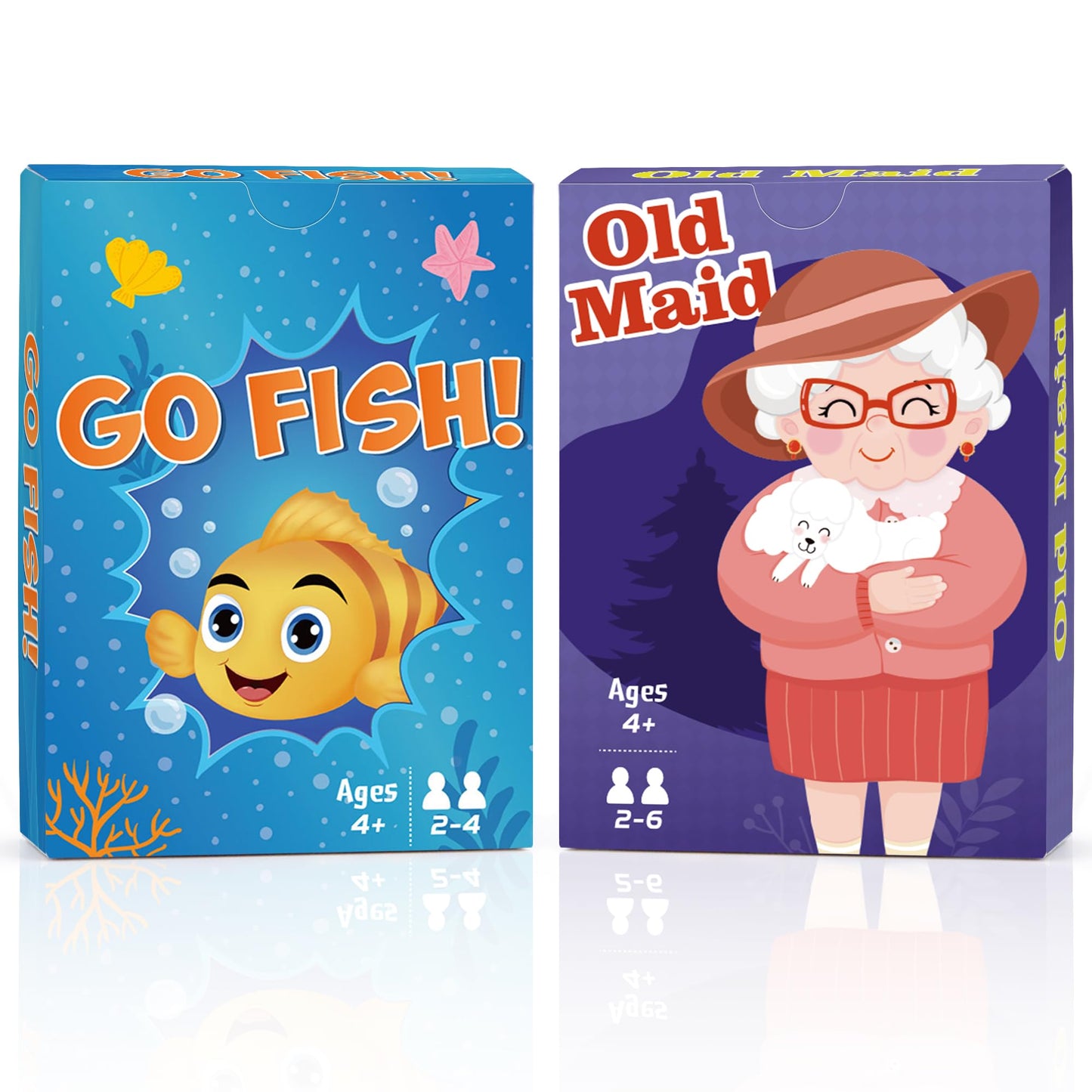 Timenued Go Fish & Old Maid Card Game Set – Family Fun for Kids 4-8