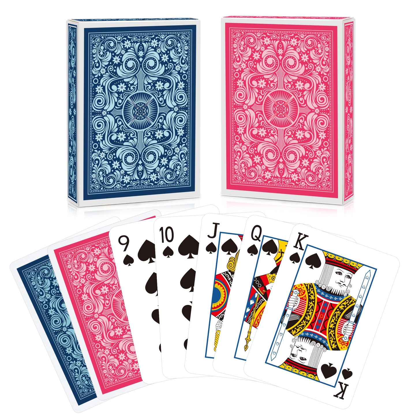 Timenued Playing Cards 2 Pack – Premium Linen Finish Poker Cards (2 Decks)