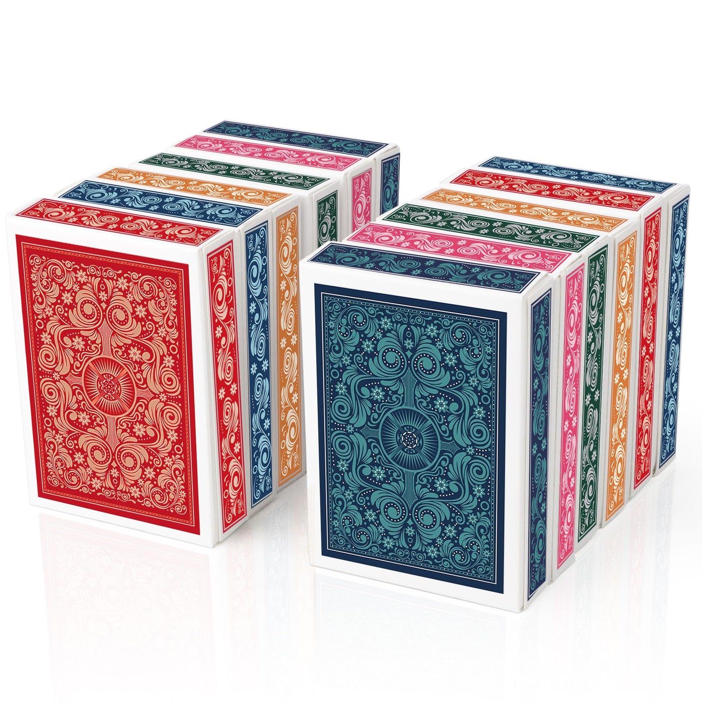 Timenued 12-Pack Playing Cards – 6 Color Decks, Durable Poker Size